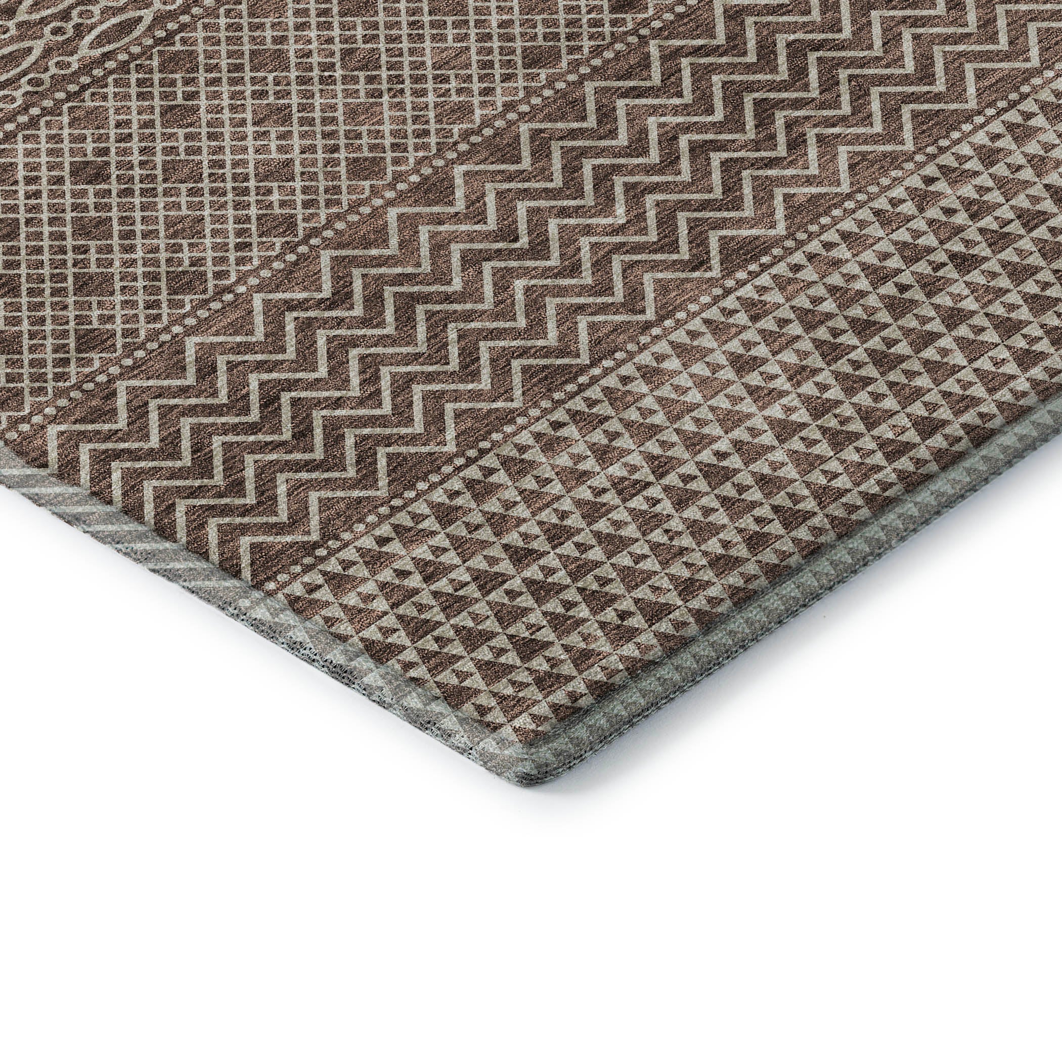 Florence Machine Washable Transitional Brown Rug 1'8" x 2'6" #shape_Rectangle
