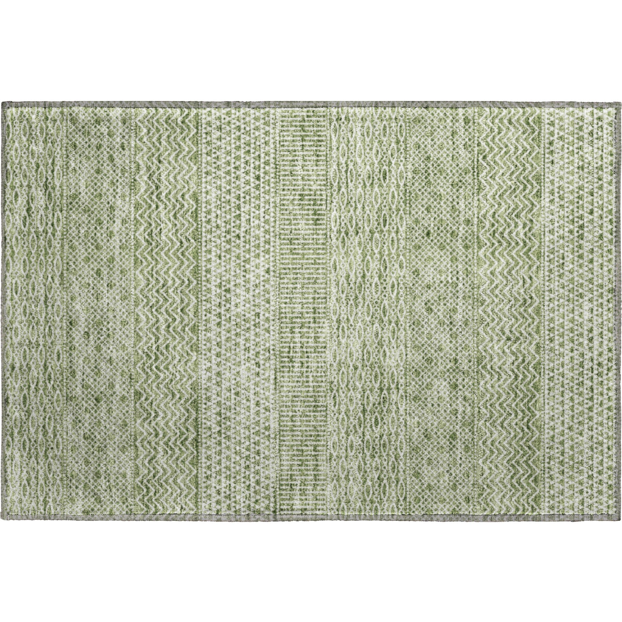 Florence Machine Washable Transitional Green Rug 1'8" x 2'6" #shape_Rectangle