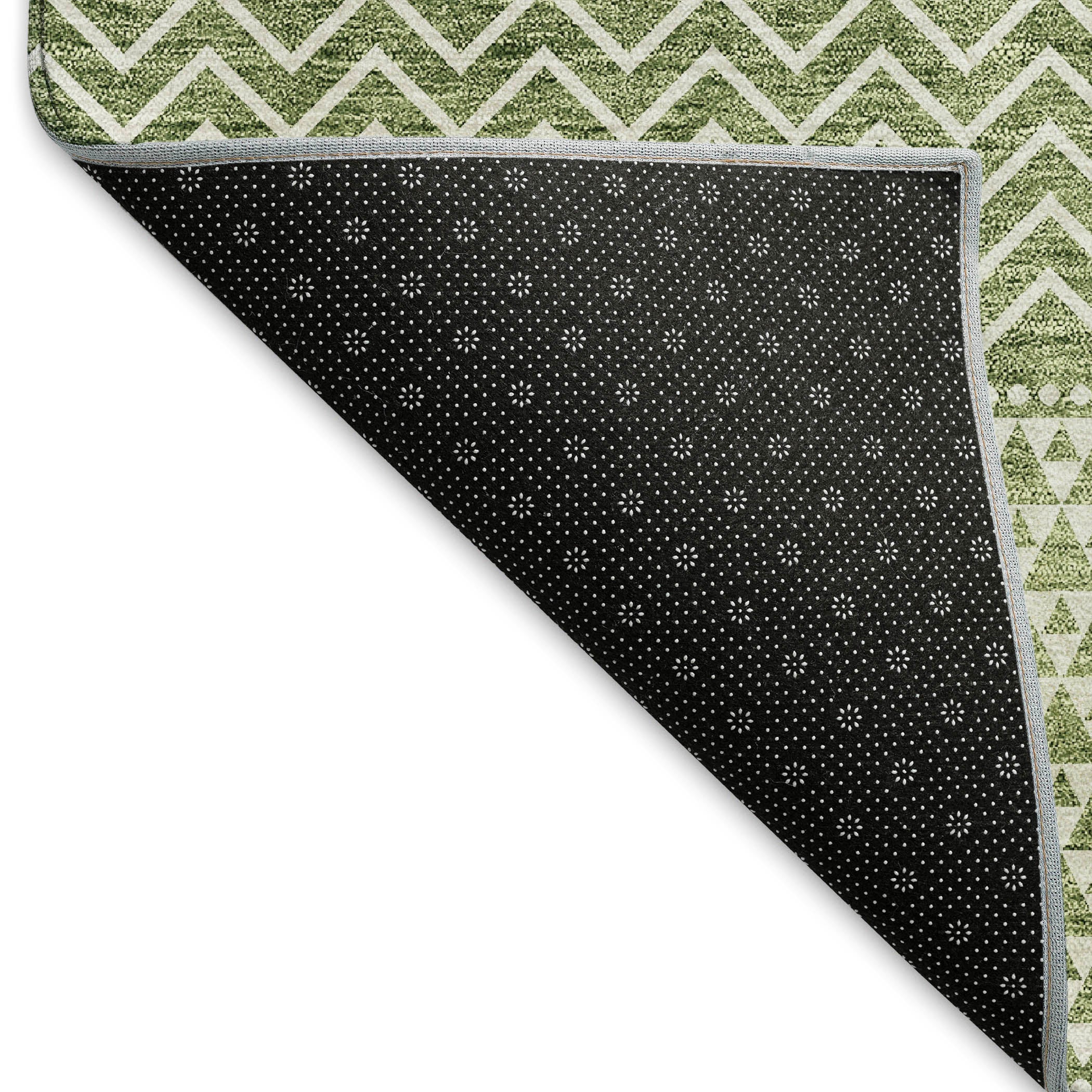 Florence Machine Washable Transitional Green Rug 1'8" x 2'6" #shape_Rectangle