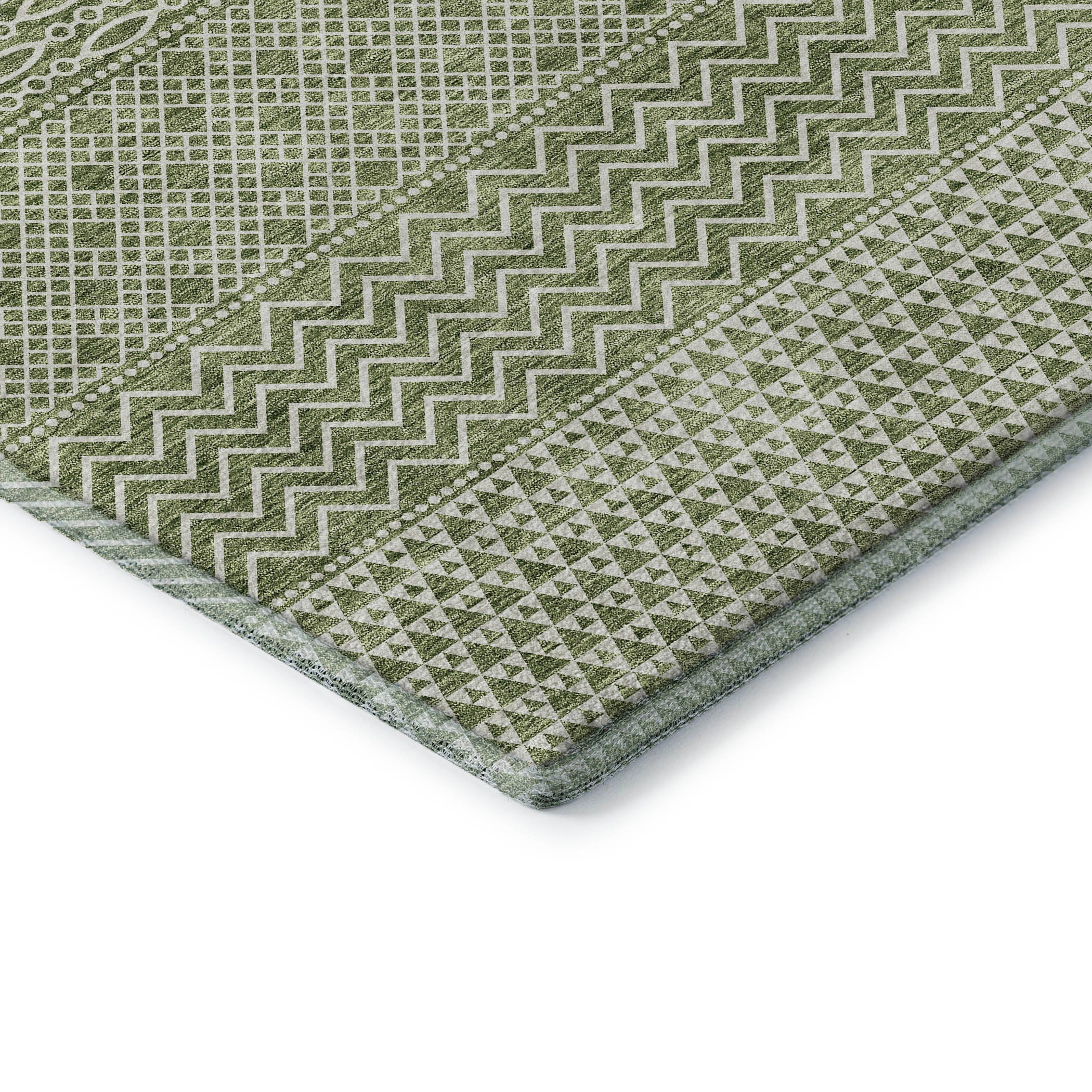 Florence Machine Washable Transitional Green Rug 1'8" x 2'6" #shape_Rectangle
