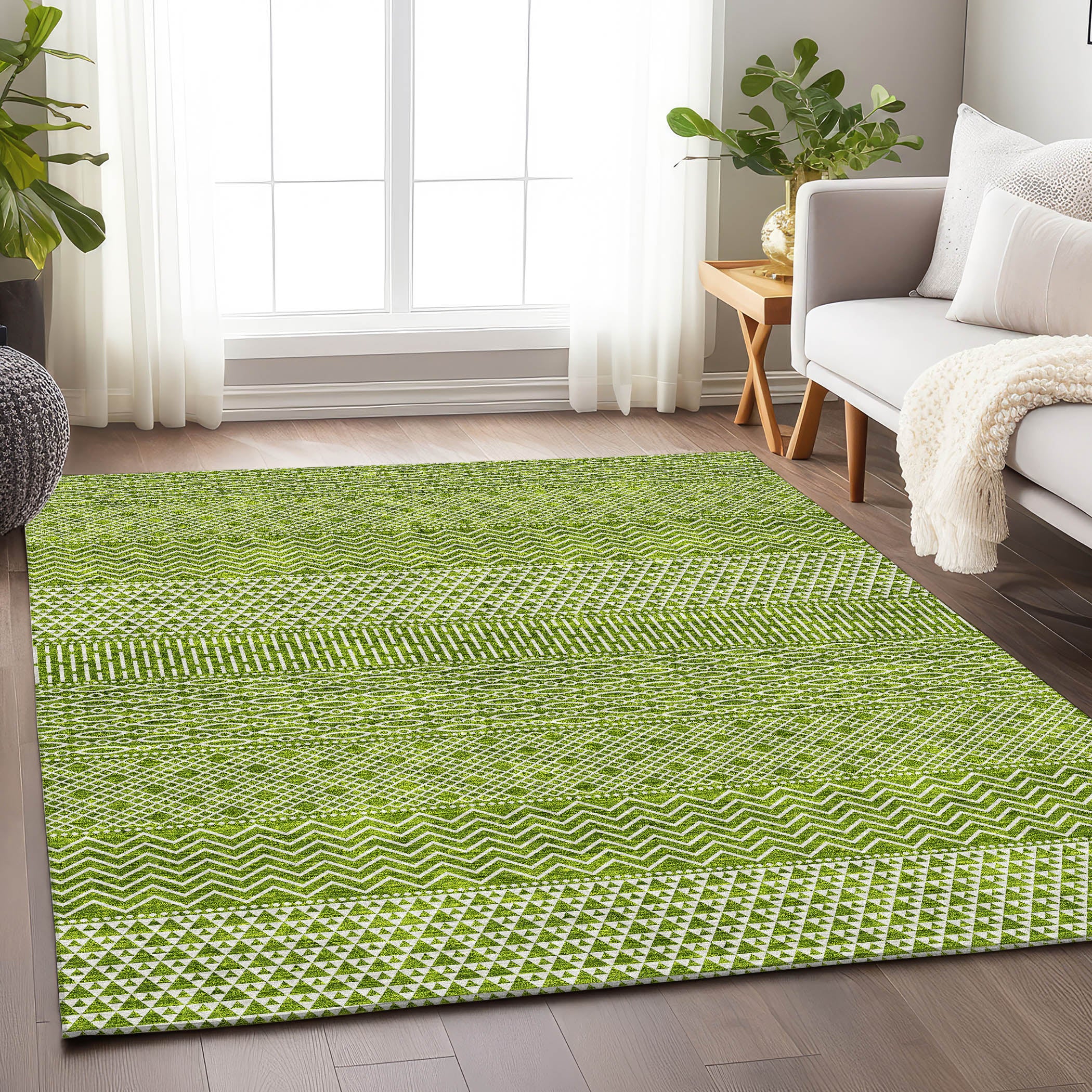Florence Machine Washable Transitional Lime Green Rug 2'6" x 3'10" #shape_Rectangle
