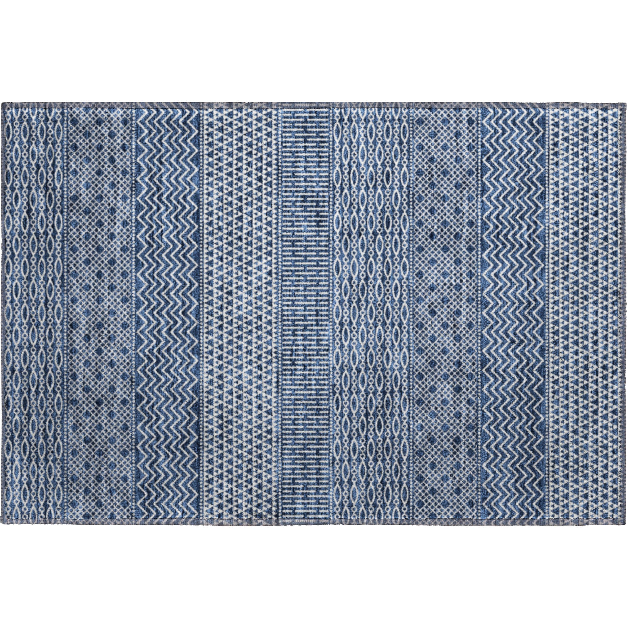 Florence Machine Washable Transitional Navy Blue Rug 1'8" x 2'6" #shape_Rectangle