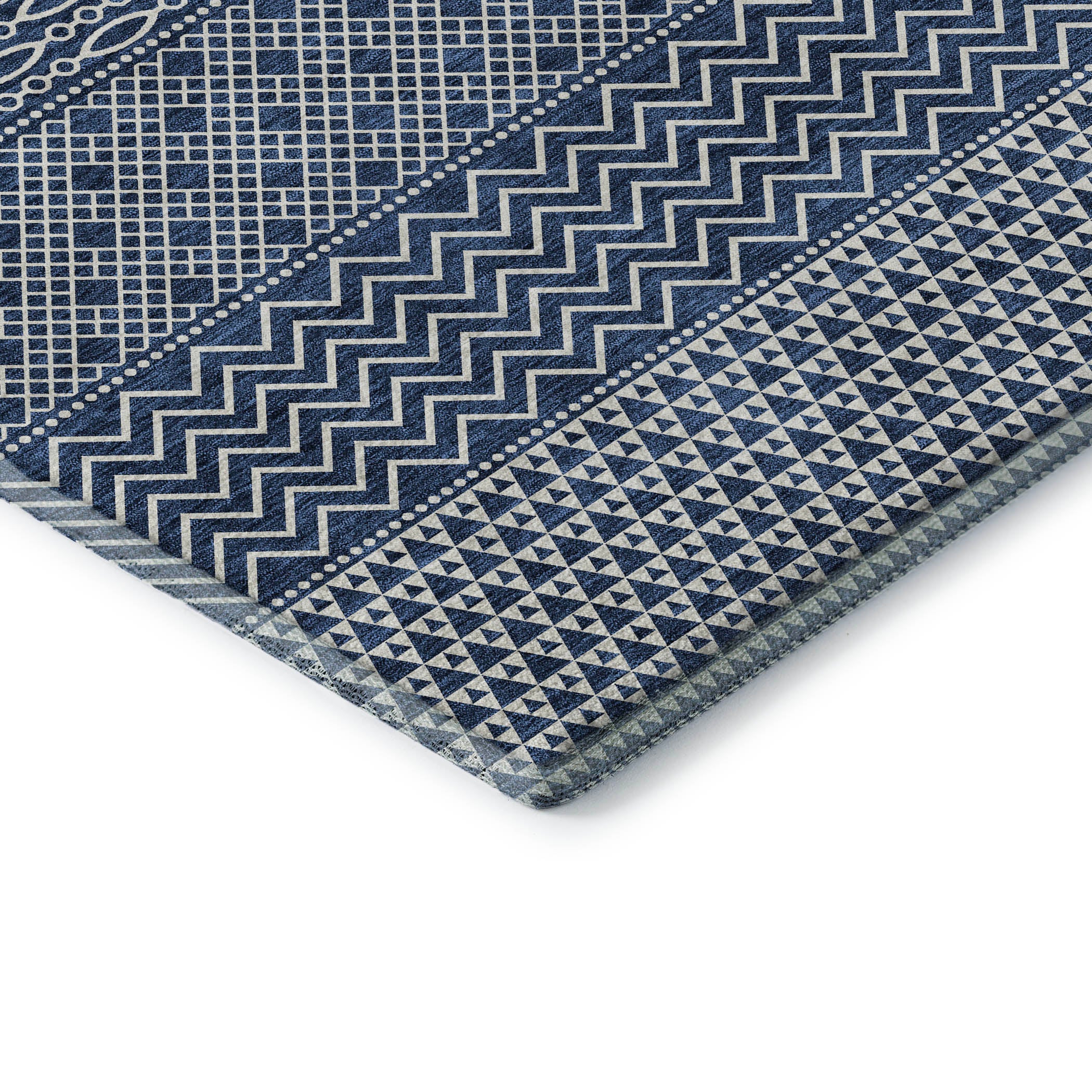 Florence Machine Washable Transitional Navy Blue Rug 1'8" x 2'6" #shape_Rectangle