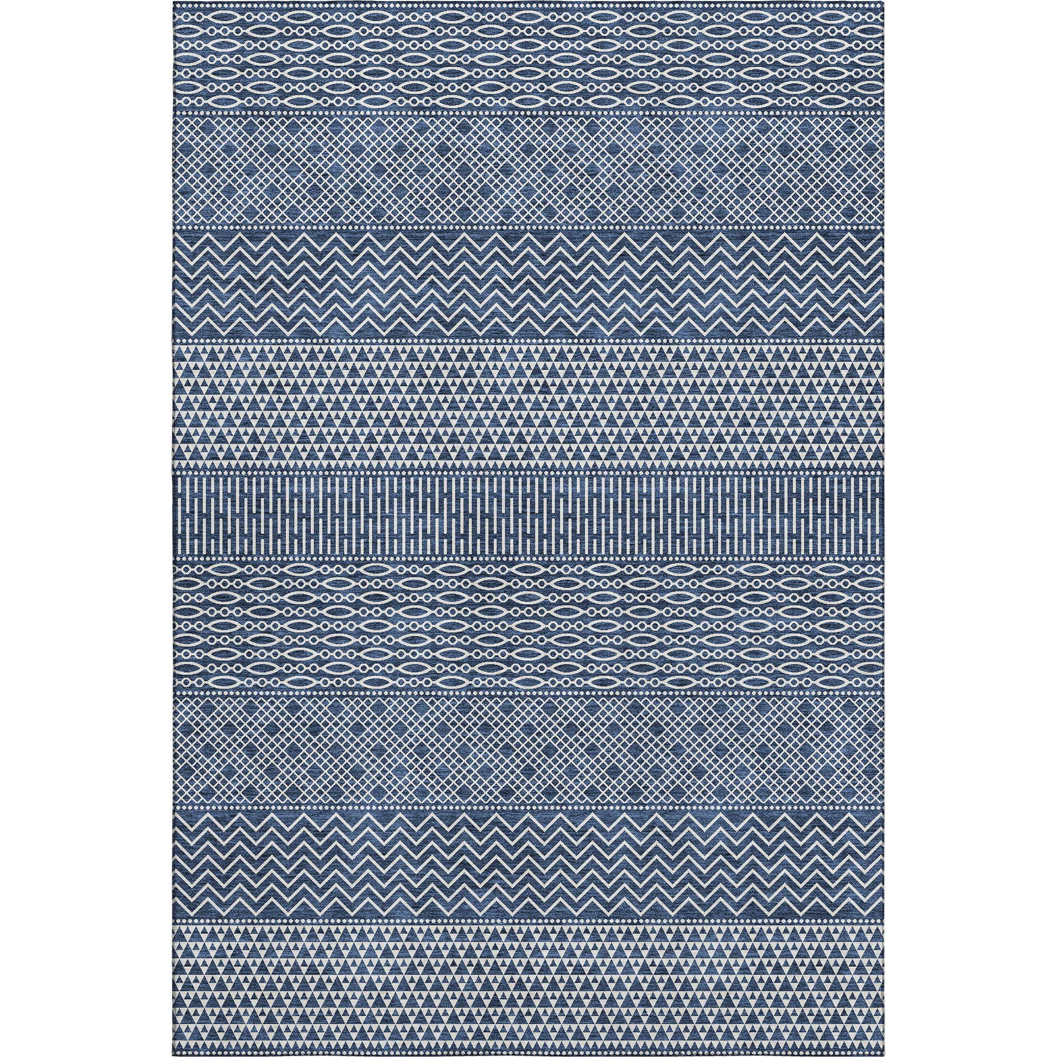 Florence Machine Washable Transitional Navy Blue Rug 2'6" x 3'10" #shape_Rectangle