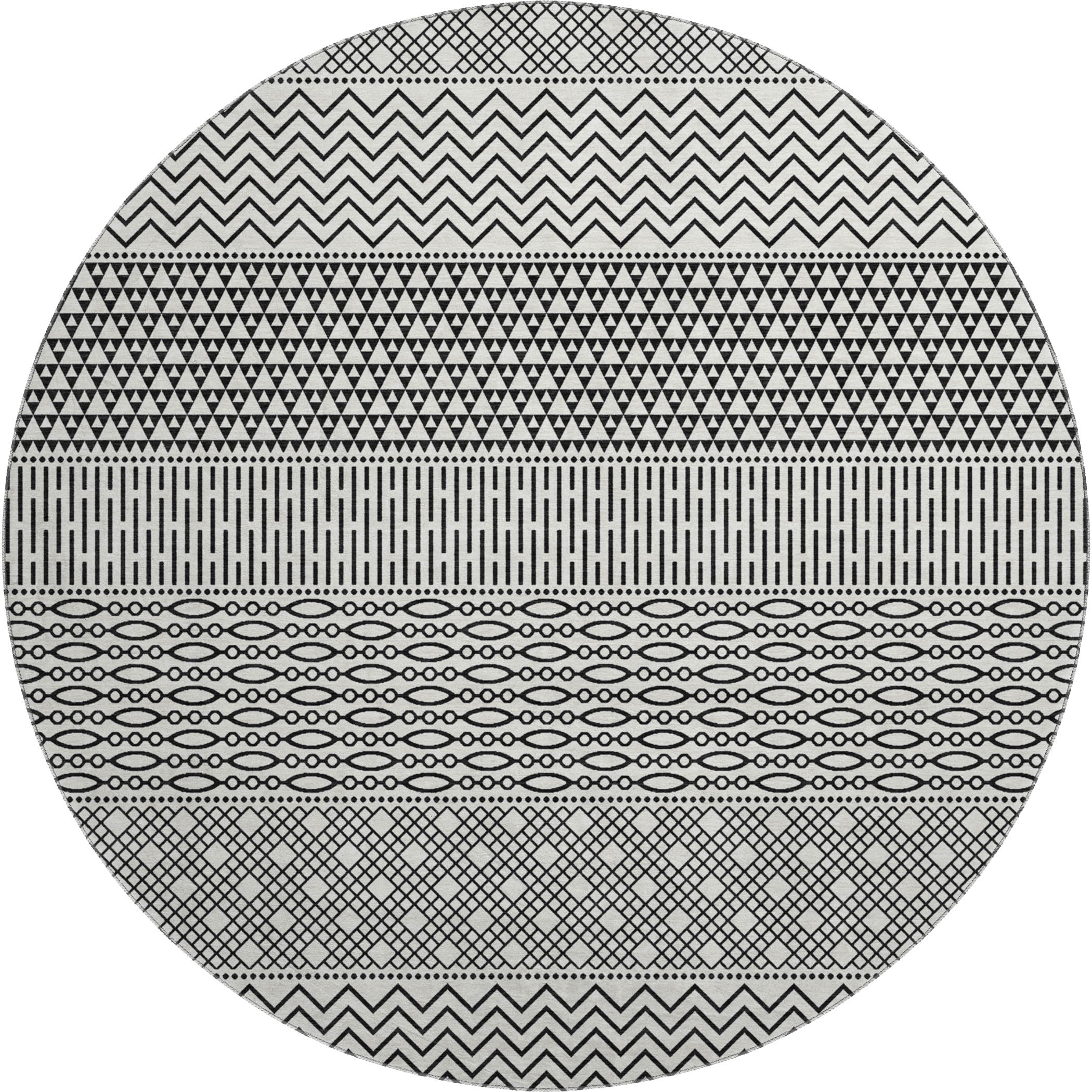Florence Machine Washable Transitional White Ivory Rug 8' x 8' #shape_Round