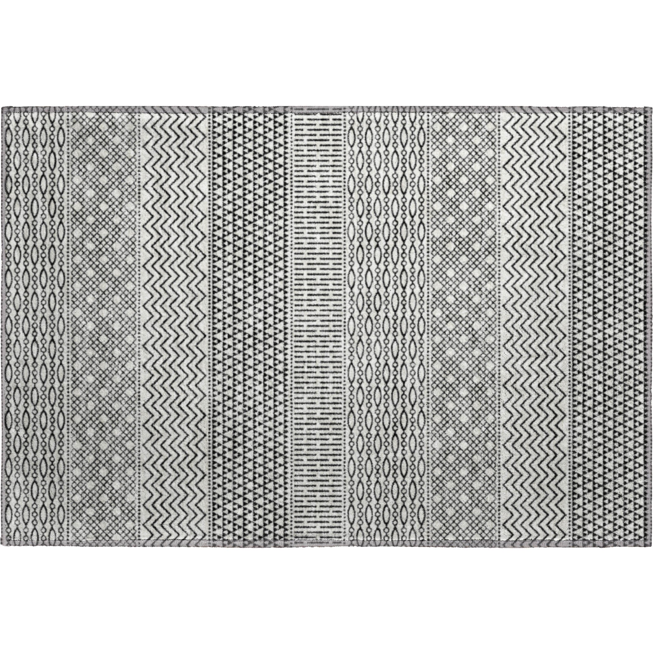 Florence Machine Washable Transitional White Ivory Rug 1'8" x 2'6" #shape_Rectangle
