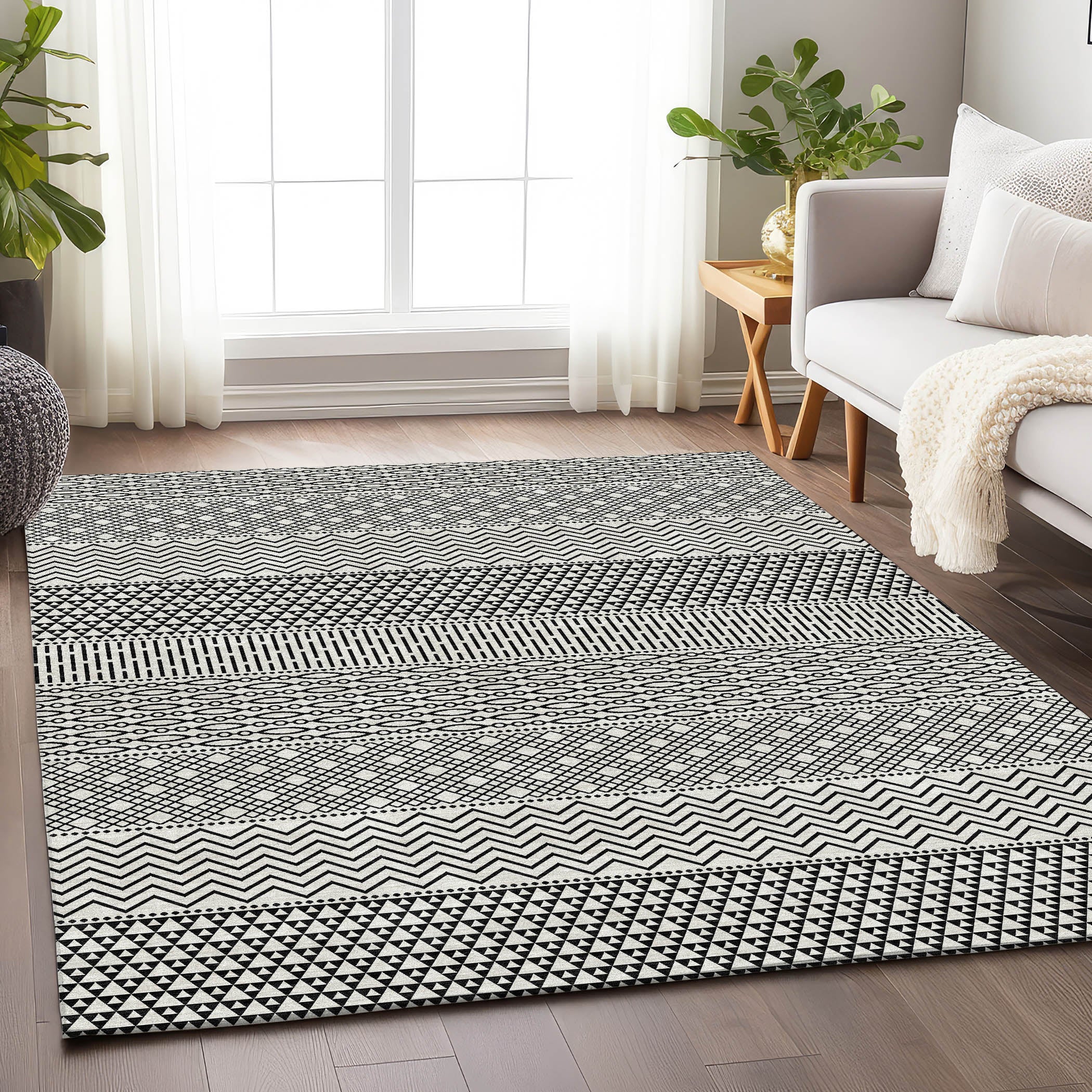 Florence Machine Washable Transitional White Ivory Rug 2'6" x 3'10" #shape_Rectangle