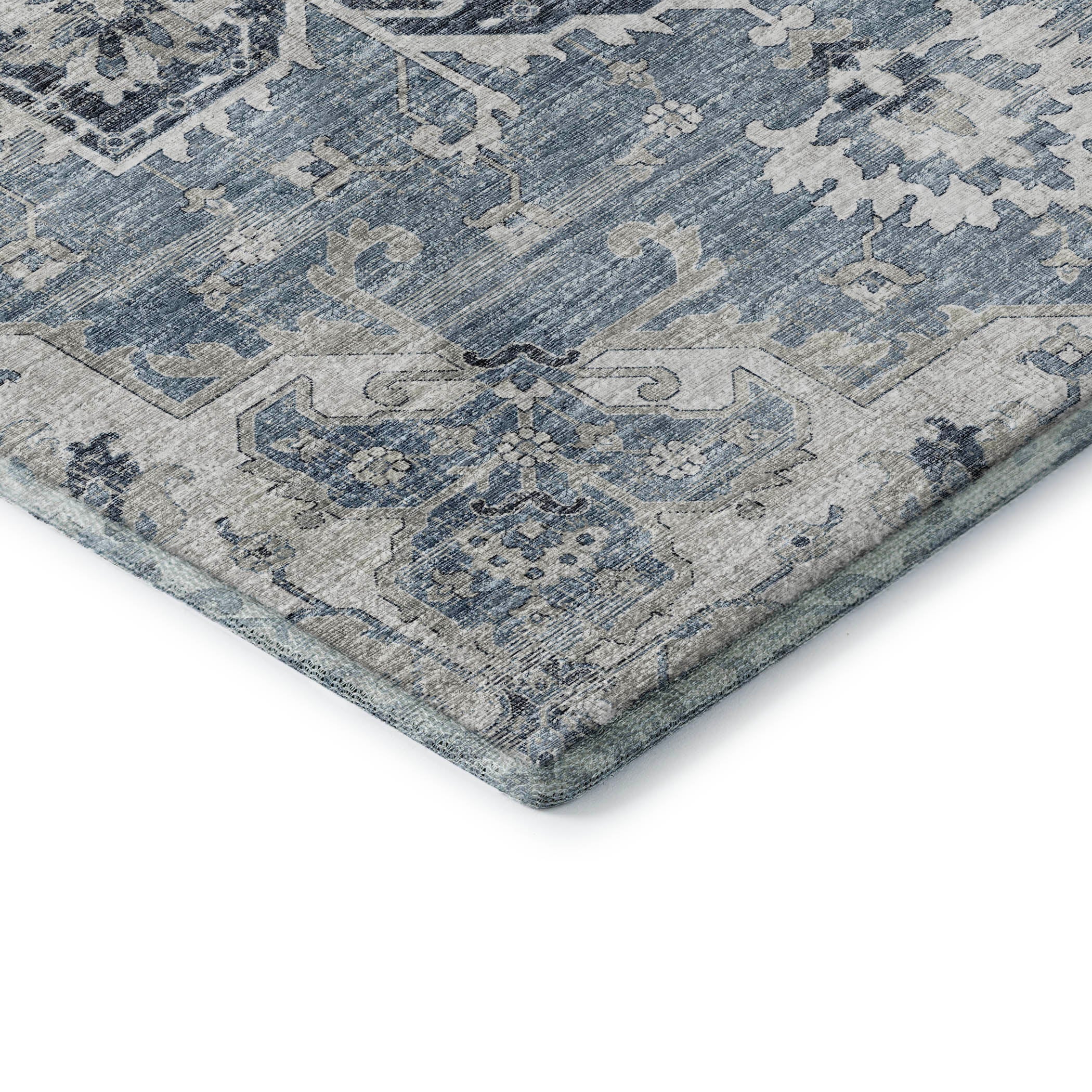 Athens Machine Washable Traditional Blue Rug 1'8" x 2'6" #shape_Rectangle
