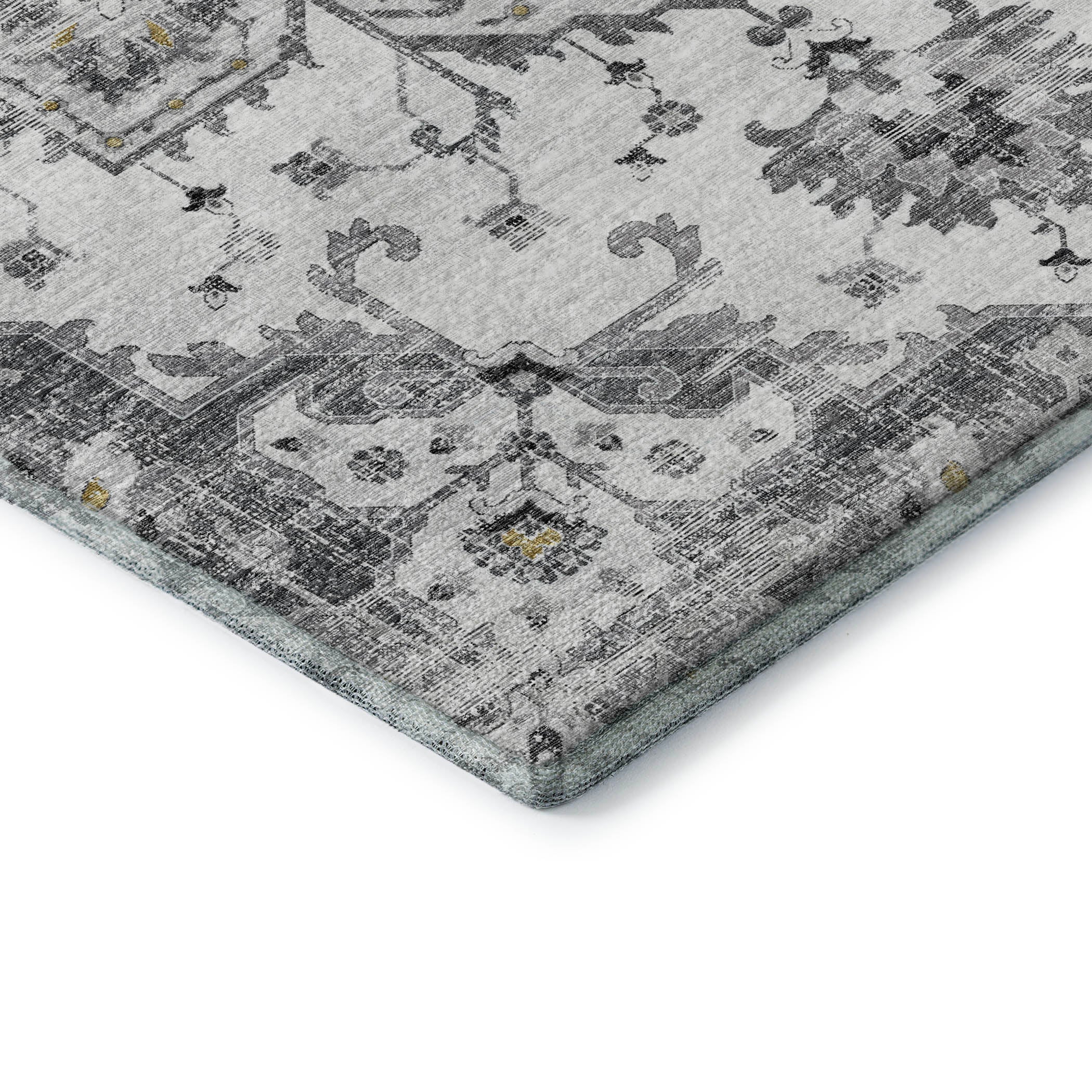 Athens Machine Washable Traditional Fog Gray Rug 1'8" x 2'6" #shape_Rectangle
