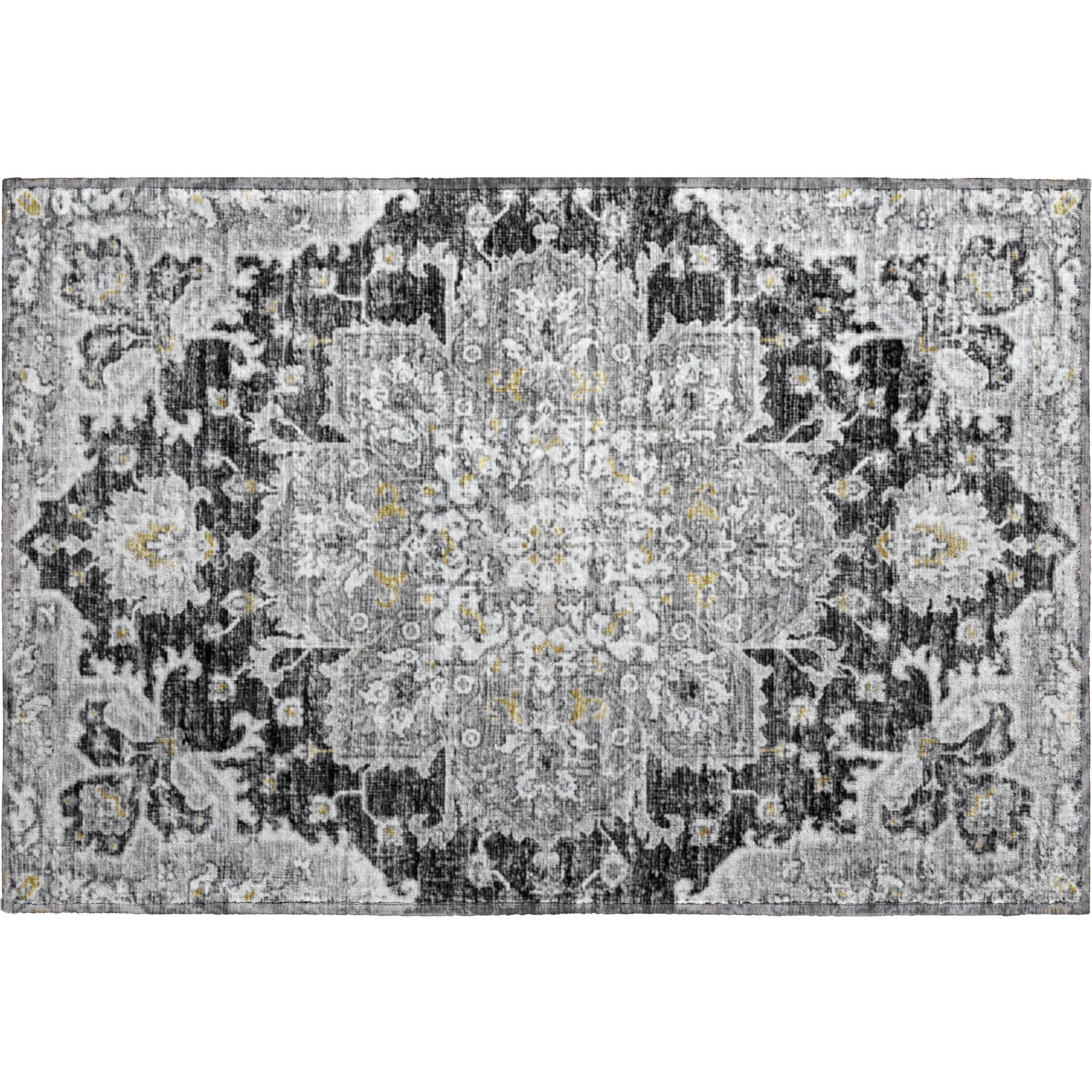 Athens Machine Washable Traditional Shadow Gray Rug 1'8" x 2'6" #shape_Rectangle