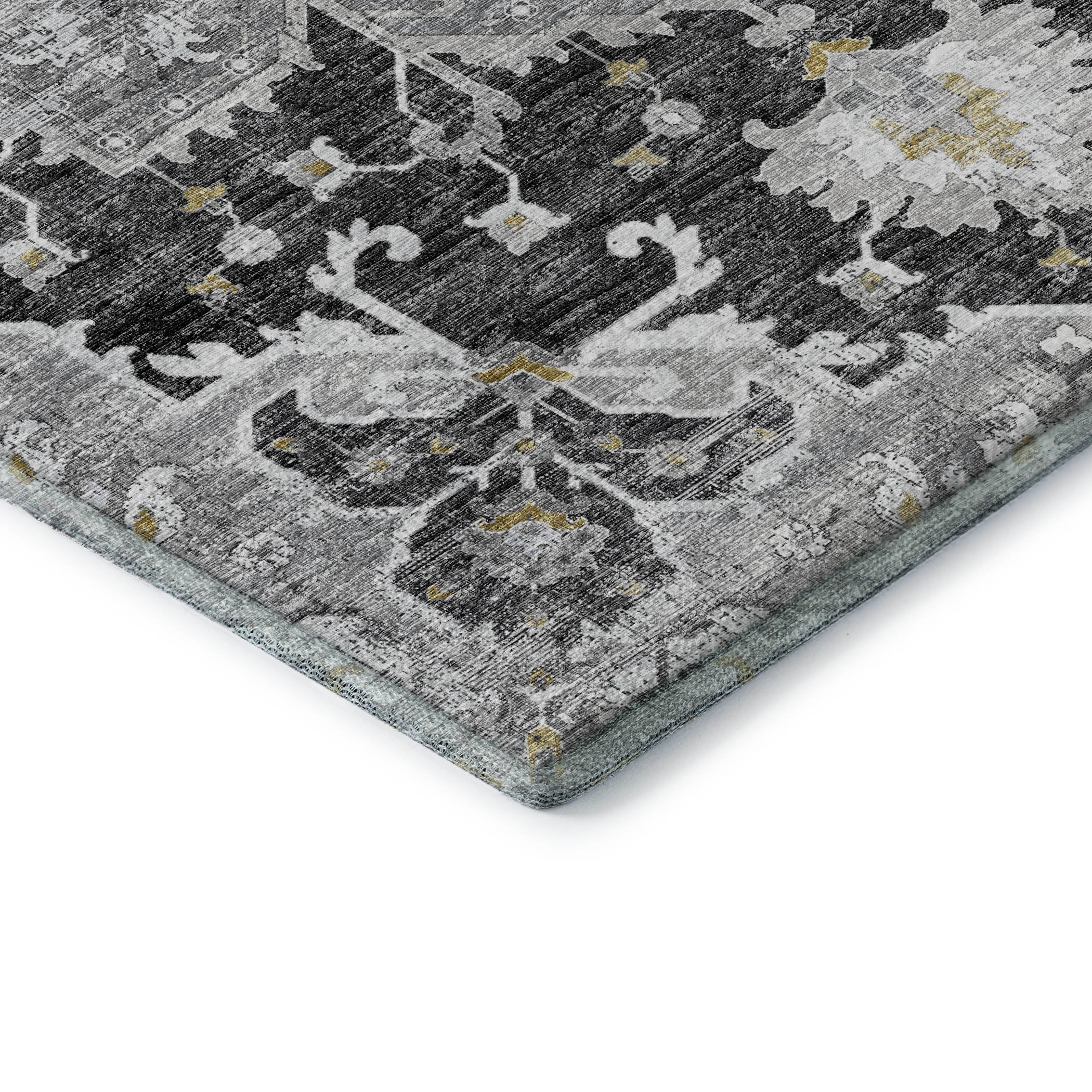 Athens Machine Washable Traditional Shadow Gray Rug 1'8" x 2'6" #shape_Rectangle