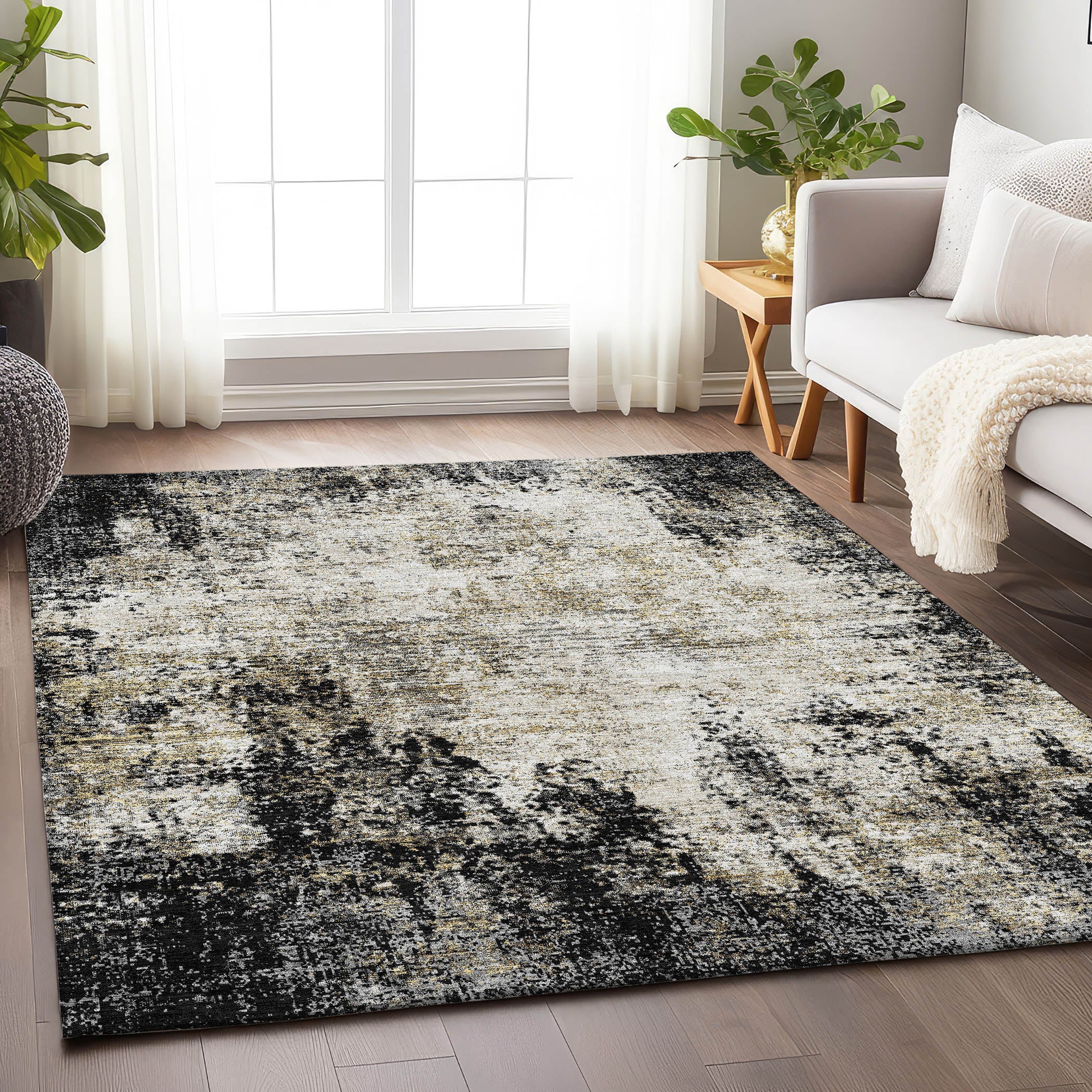 Bogota Machine Washable Transitional Black Rug 2'6" x 3'10" #shape_Rectangle