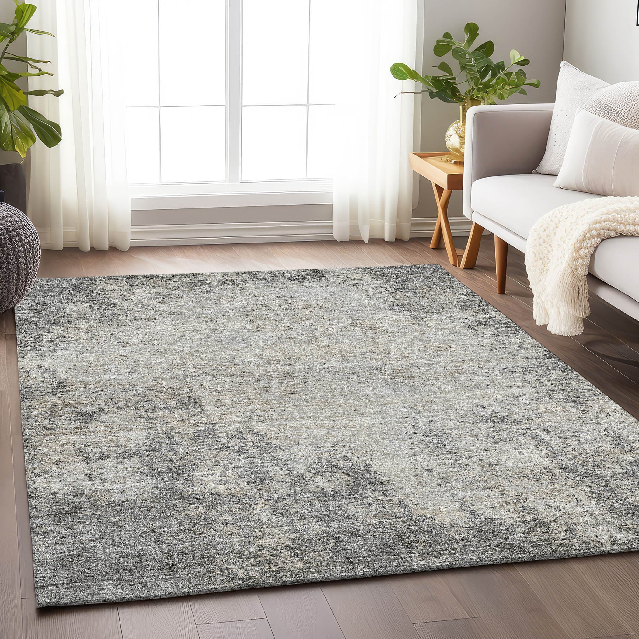Bogota Machine Washable Transitional Gray Rug 2'6" x 3'10" #shape_Rectangle