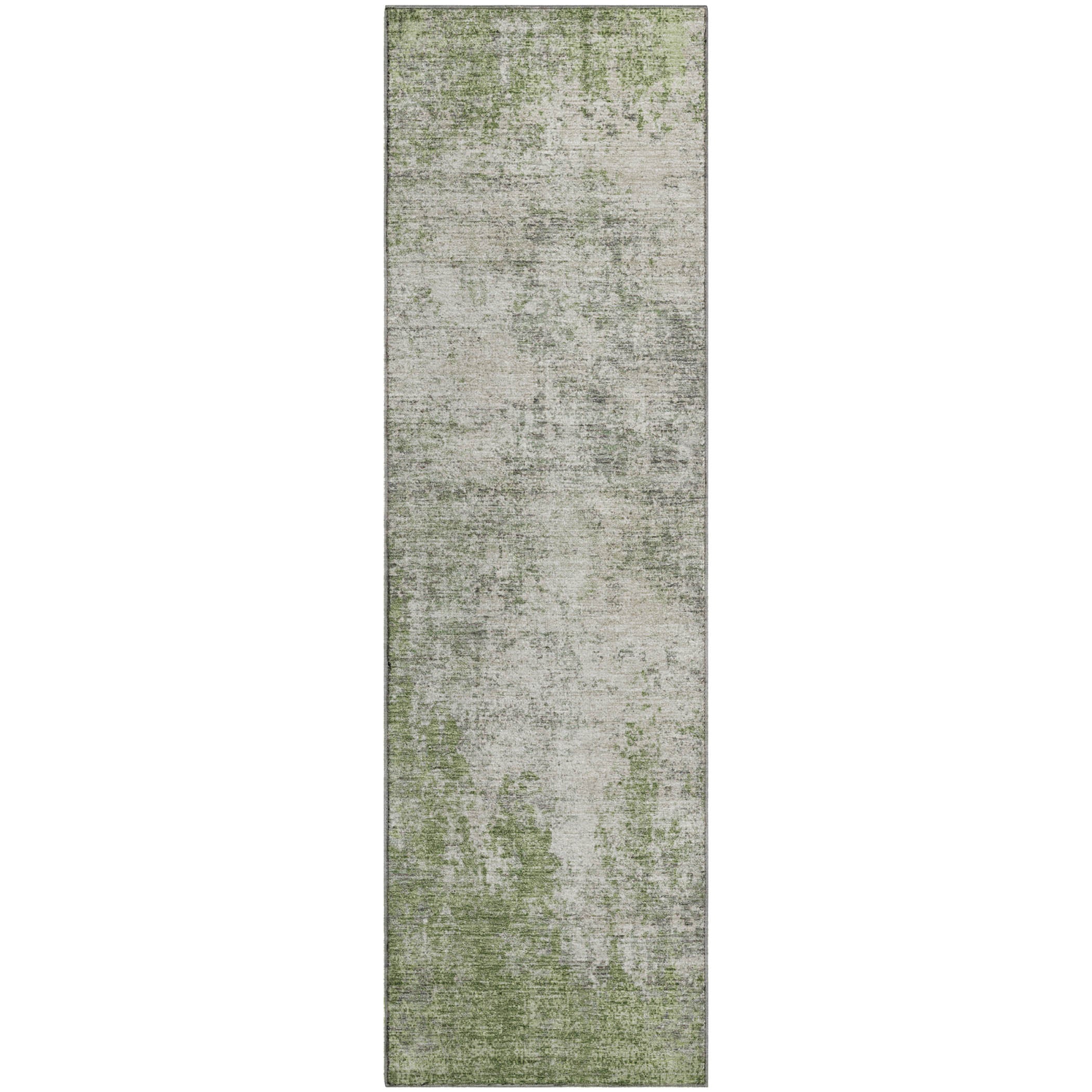 Bogota Machine Washable Transitional Green Rug 2'3" x 7'6" #shape_Runner