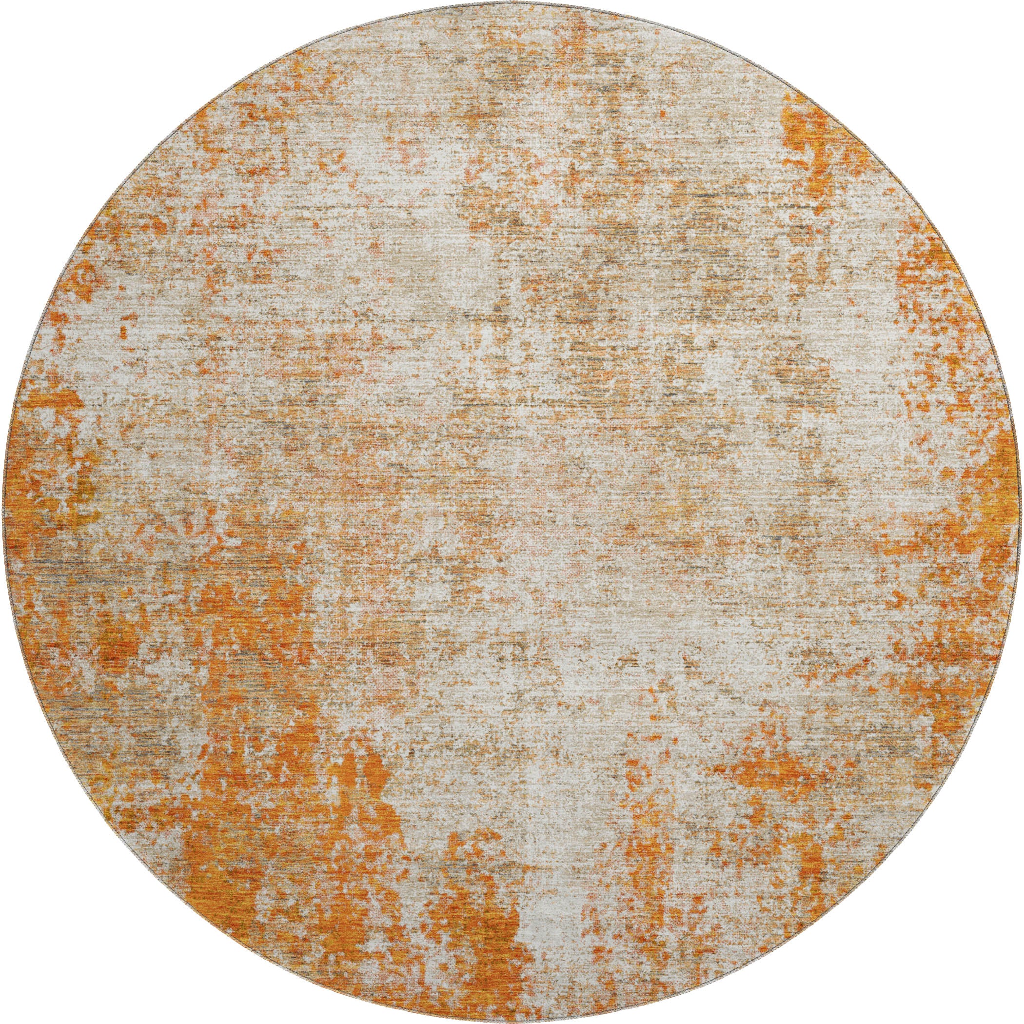 Bogota Machine Washable Transitional Orange Rug 8' x 8' #shape_Round