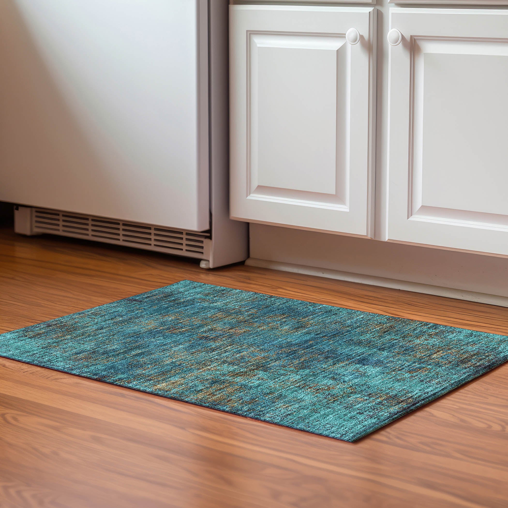 Bogota Machine Washable Transitional Teal Rug 1'8" x 2'6" #shape_Rectangle