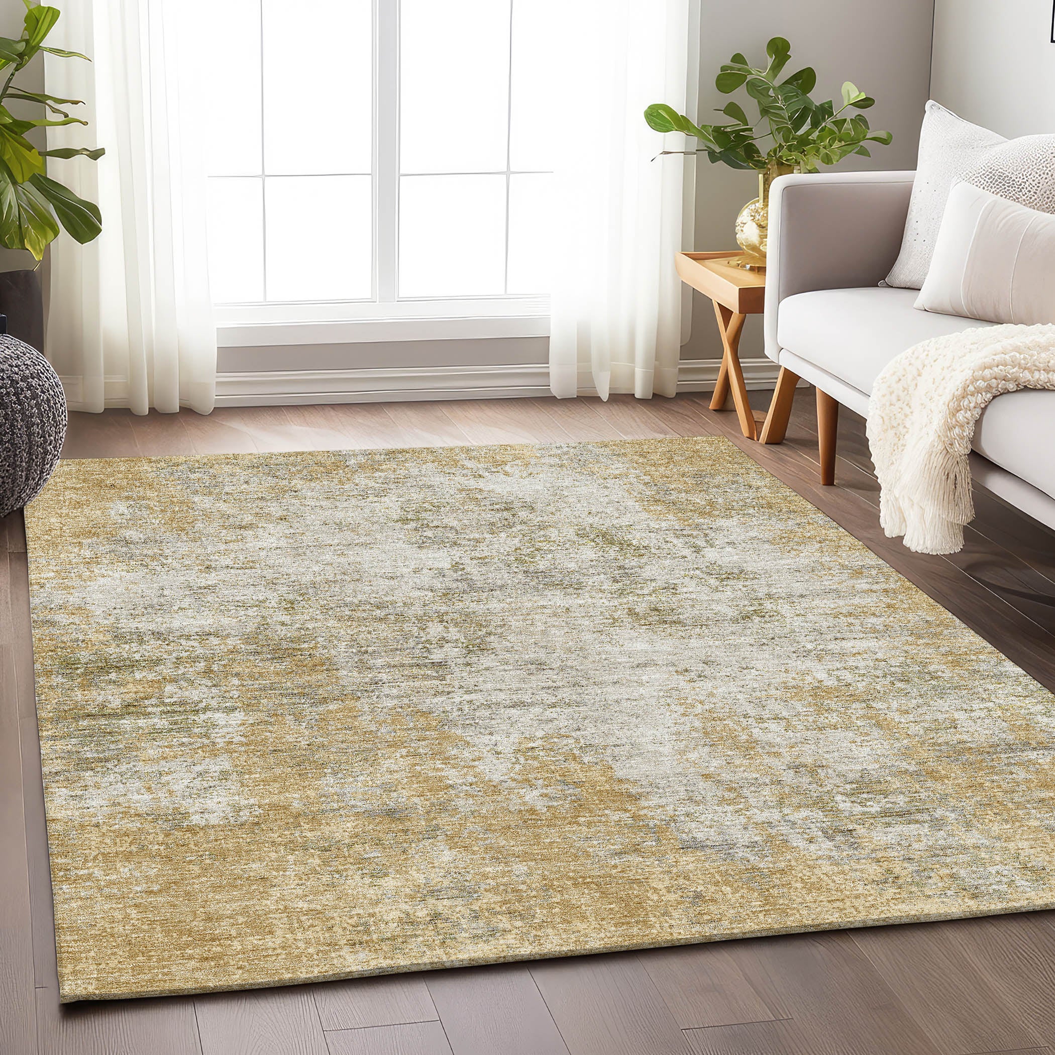 Bogota Machine Washable Transitional Wheat Gold Rug 2'6" x 3'10" #shape_Rectangle