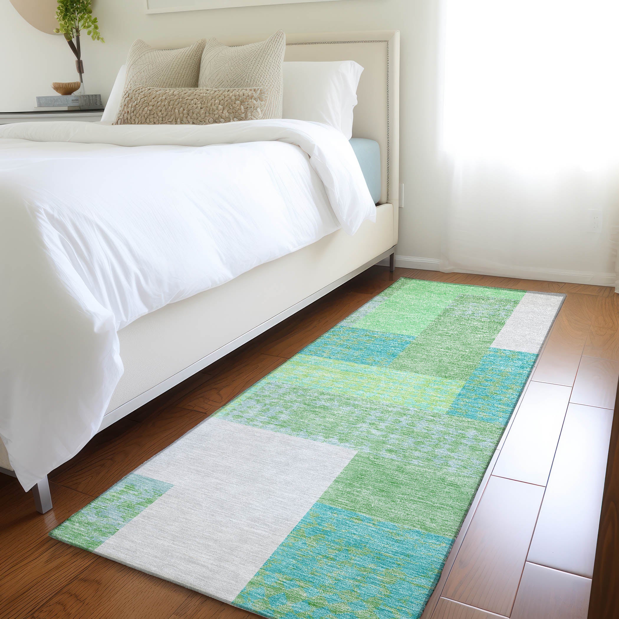 Nairobi Machine Washable Transitional Aloe Green Rug 2'3" x 7'6" #shape_Runner