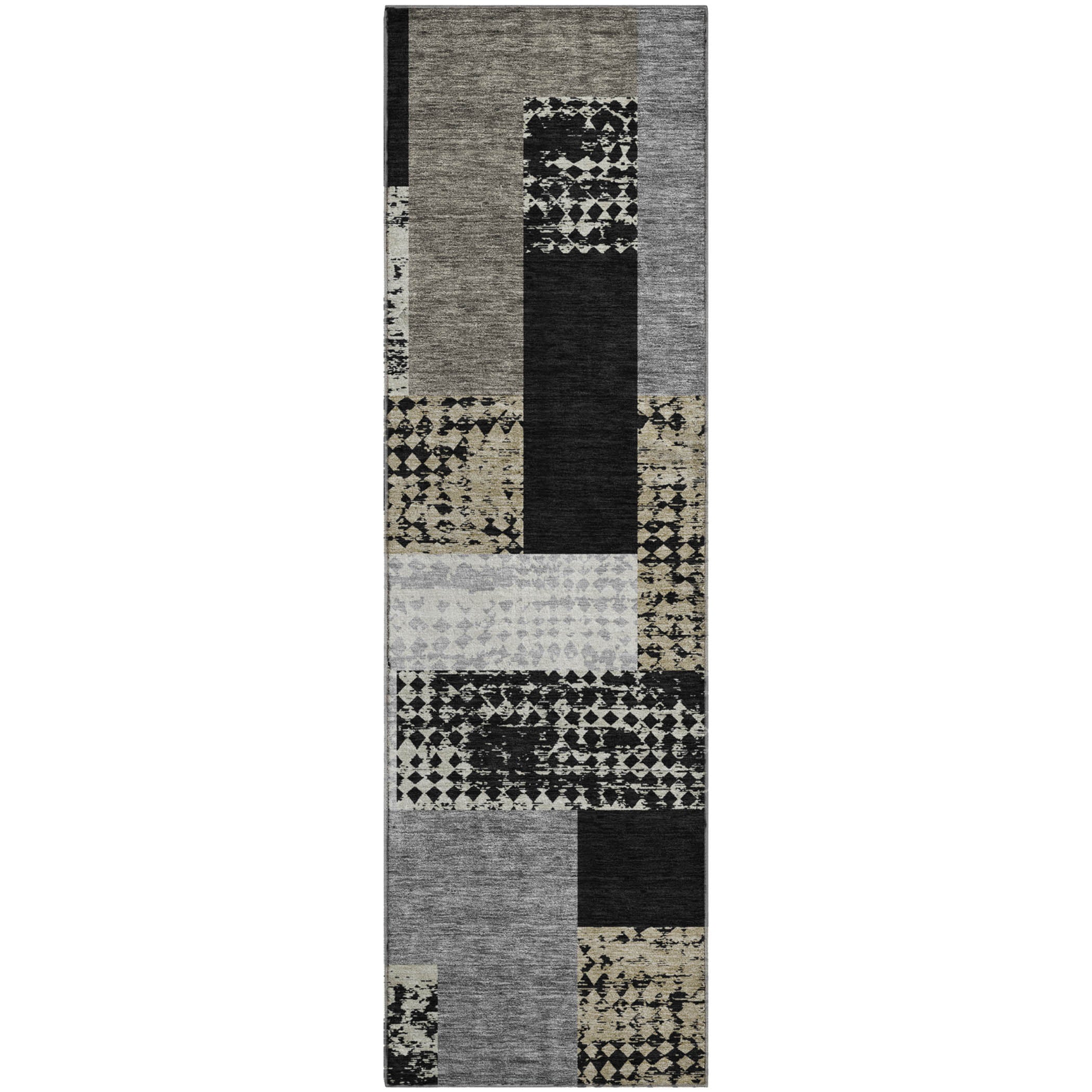 Nairobi Machine Washable Transitional Black Rug 2'3" x 7'6" #shape_Runner
