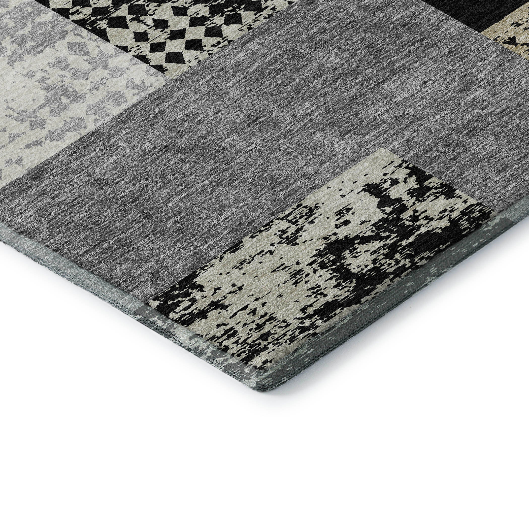 Nairobi Machine Washable Transitional Black Rug 1'8" x 2'6" #shape_Rectangle