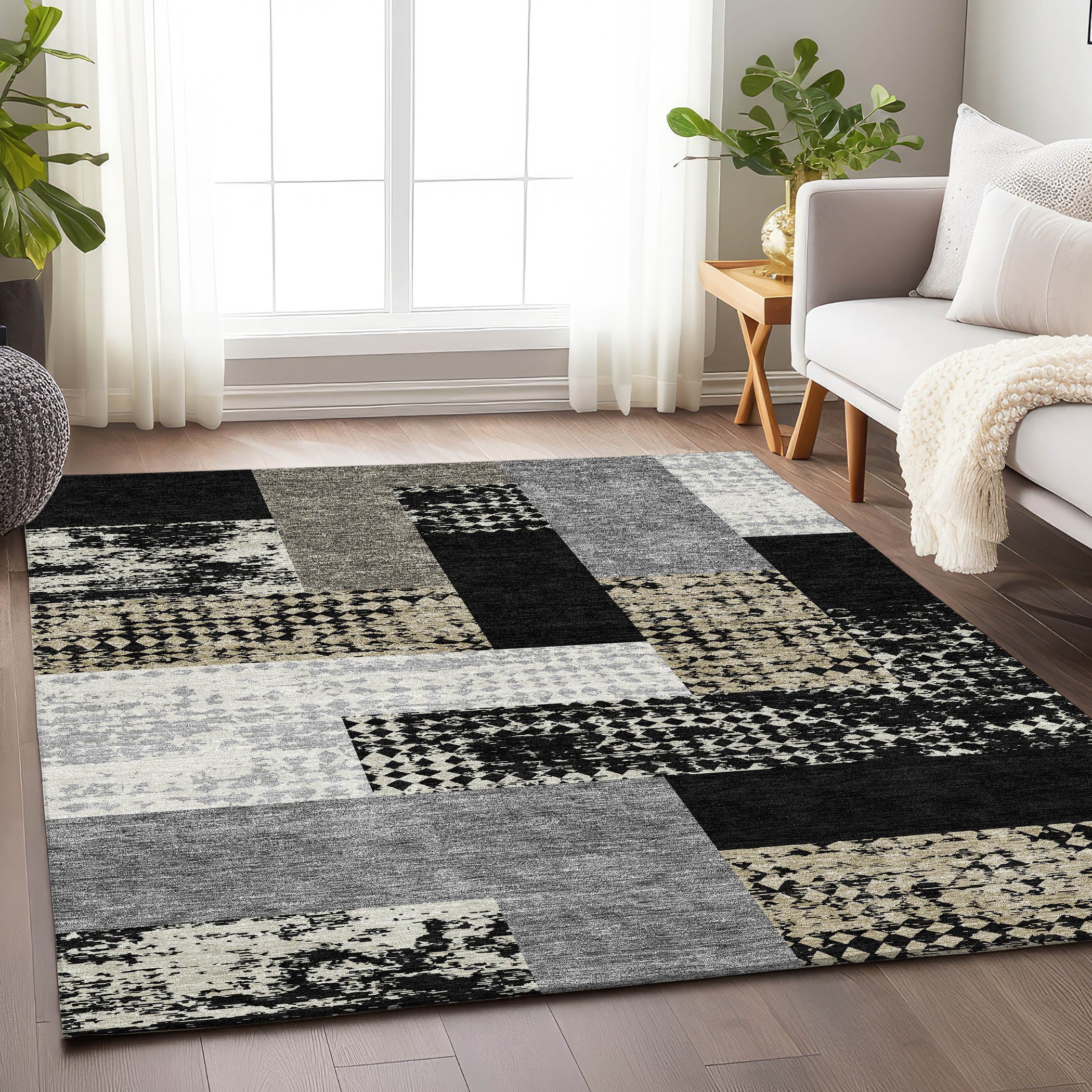 Nairobi Machine Washable Transitional Black Rug 2'6" x 3'10" #shape_Rectangle