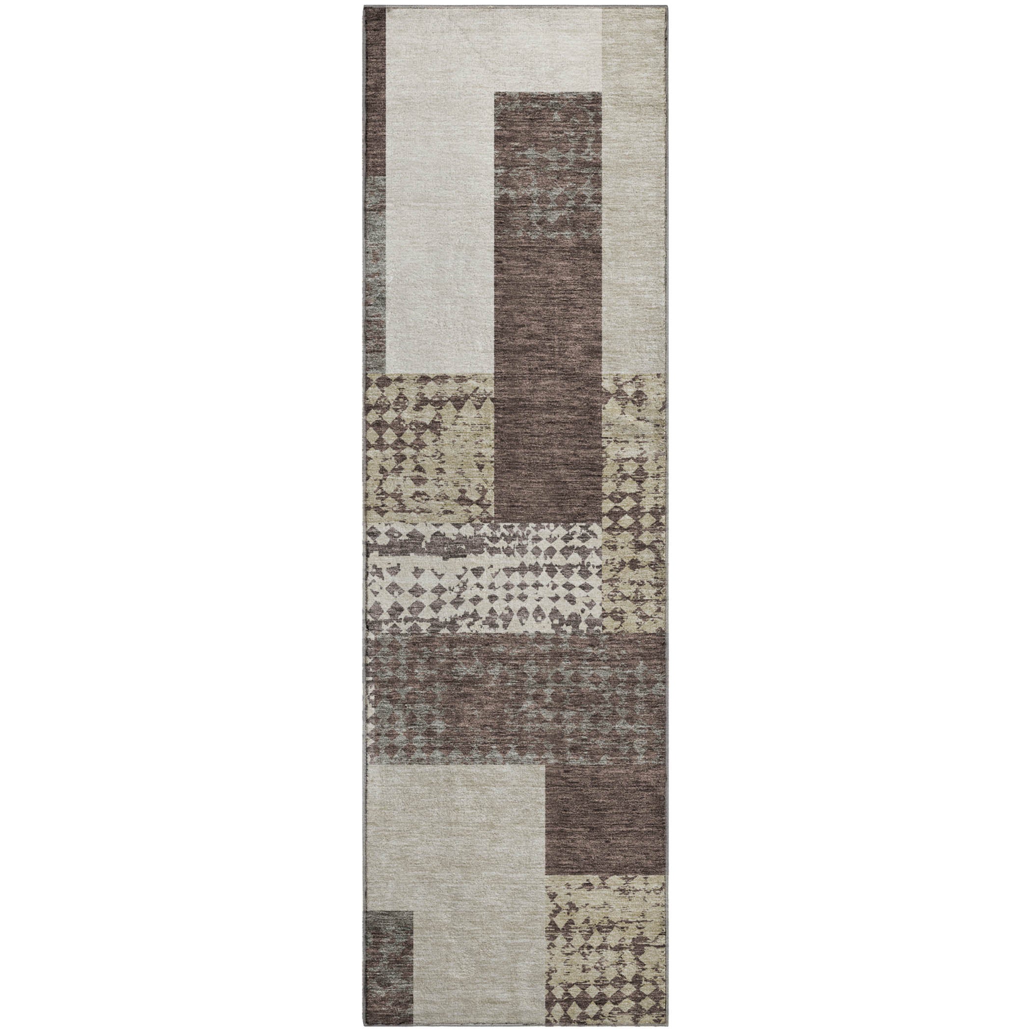 Nairobi Machine Washable Transitional Brown Rug 2'3" x 7'6" #shape_Runner