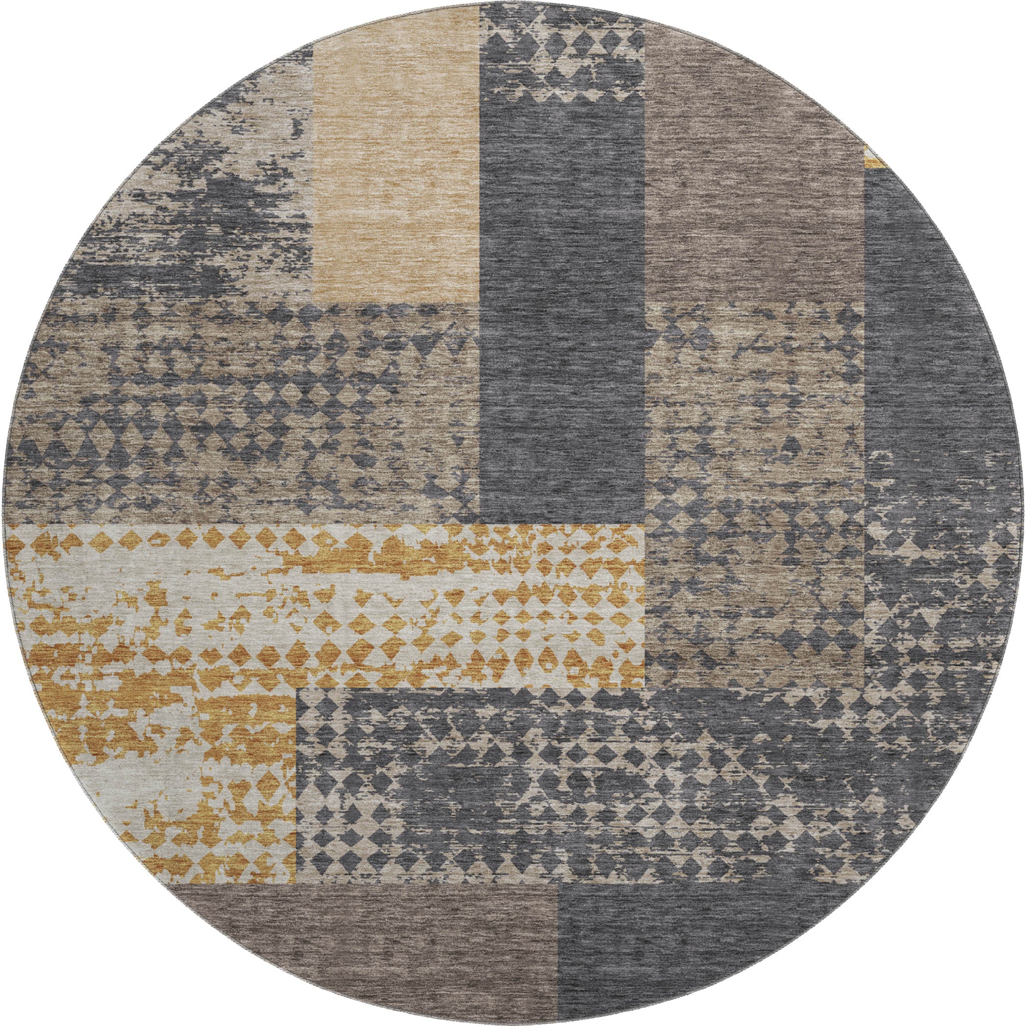 Nairobi Machine Washable Transitional Coffee Brown Rug 8' x 8' #shape_Round