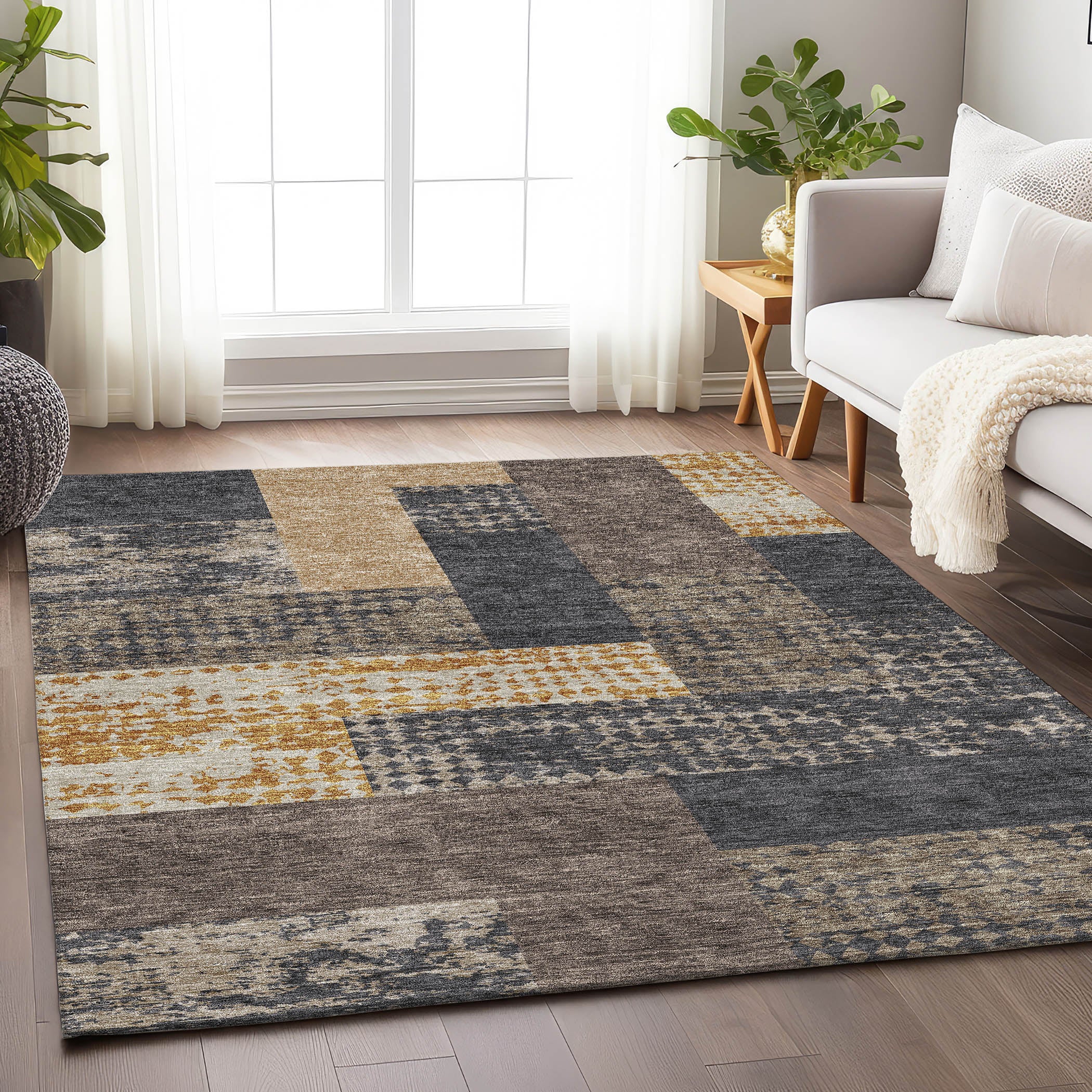 Nairobi Machine Washable Transitional Coffee Brown Rug 2'6" x 3'10" #shape_Rectangle