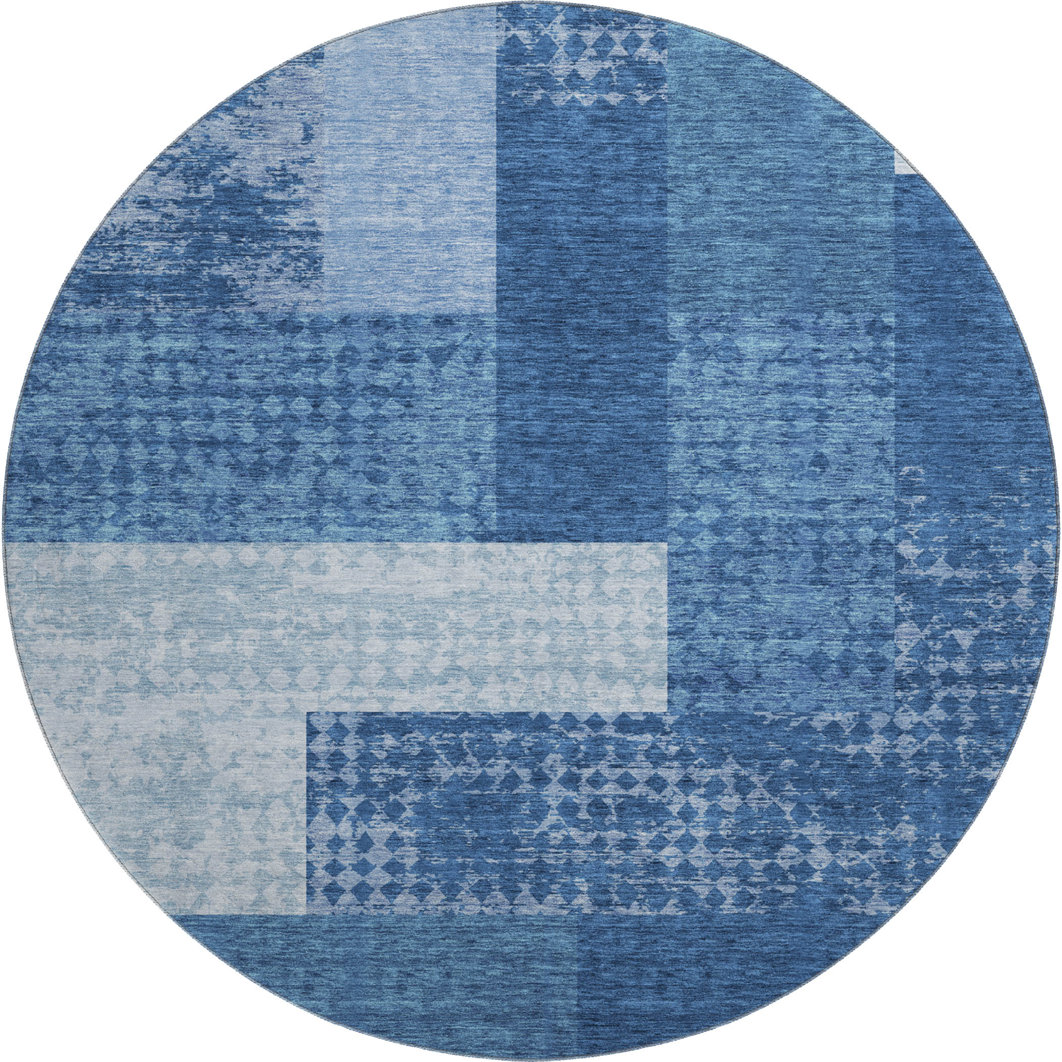 Nairobi Machine Washable Transitional Navy Blue Rug 8' x 8' #shape_Round