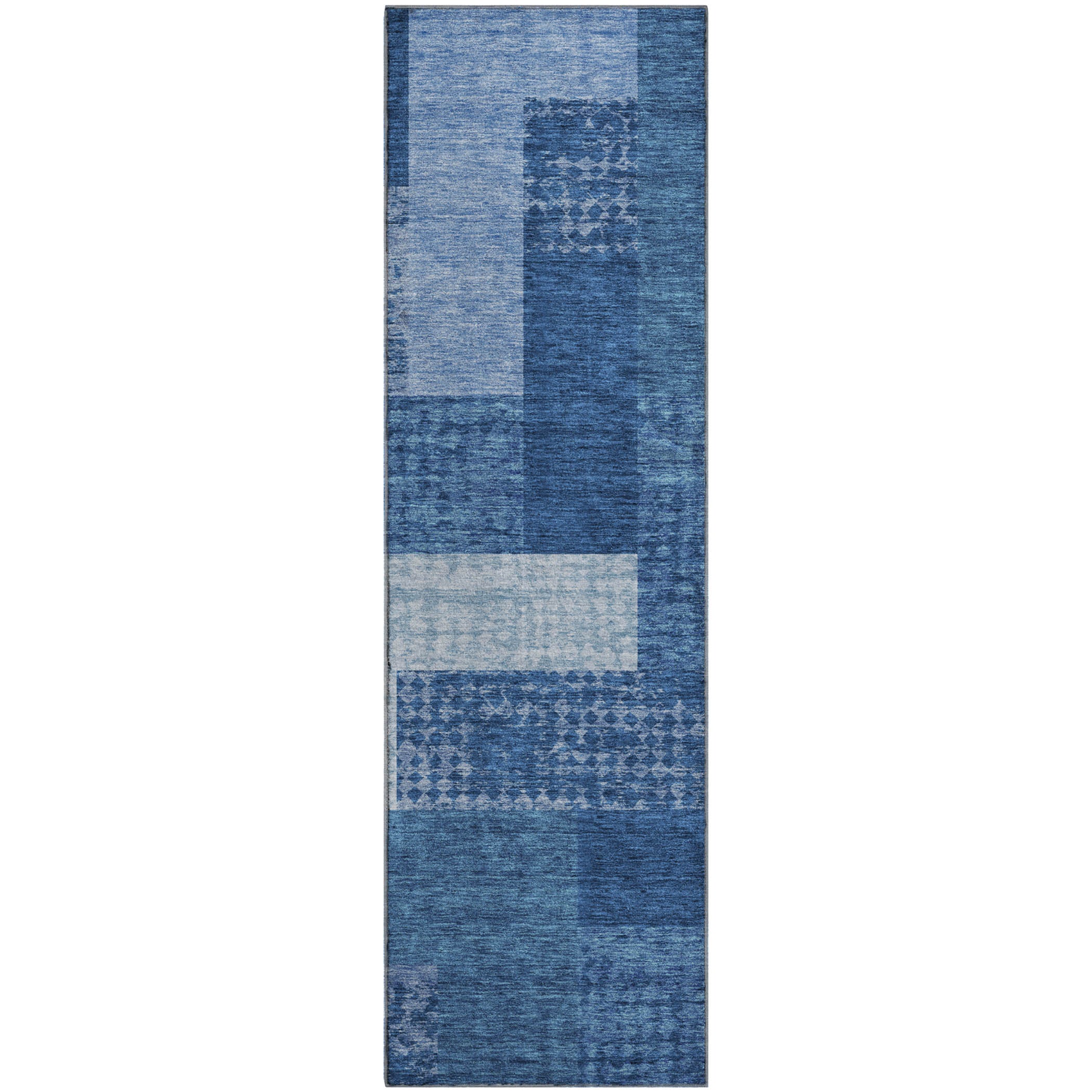 Nairobi Machine Washable Transitional Navy Blue Rug 2'3" x 7'6" #shape_Runner