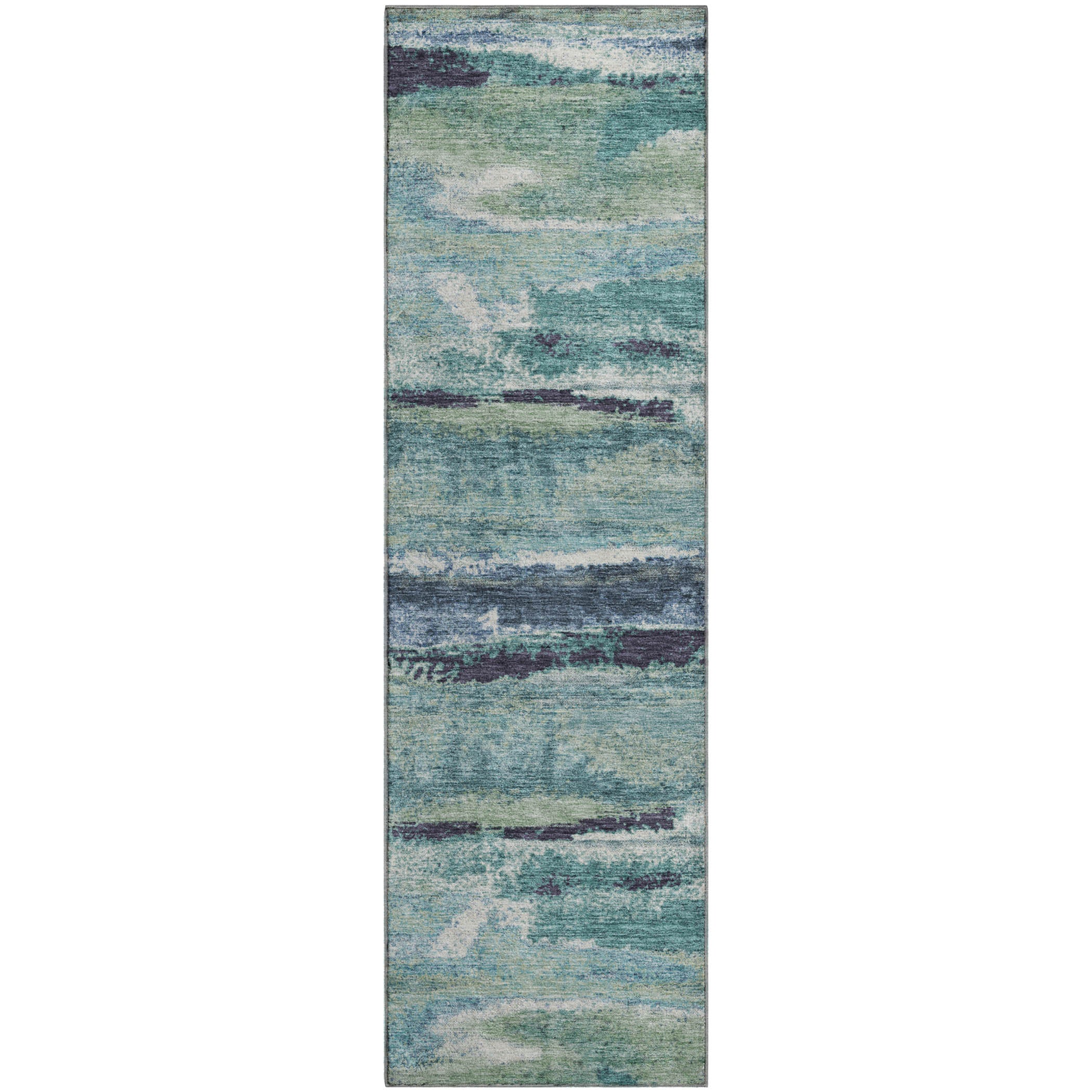 Baku Machine Washable Transitional Aloe Green Rug 2'3" x 7'6" #shape_Runner