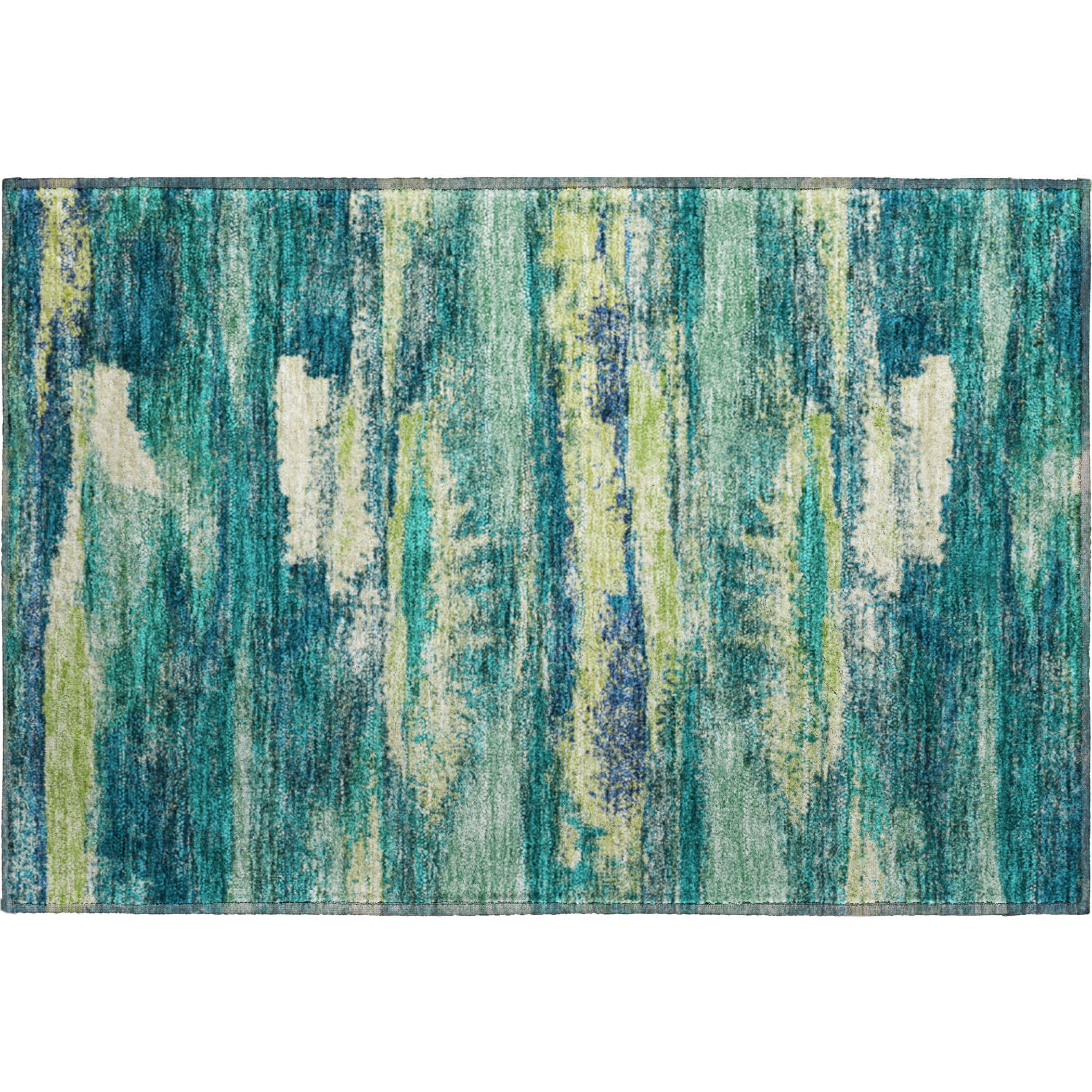 Baku Machine Washable Transitional Emerald Green Rug 1'8" x 2'6" #shape_Rectangle
