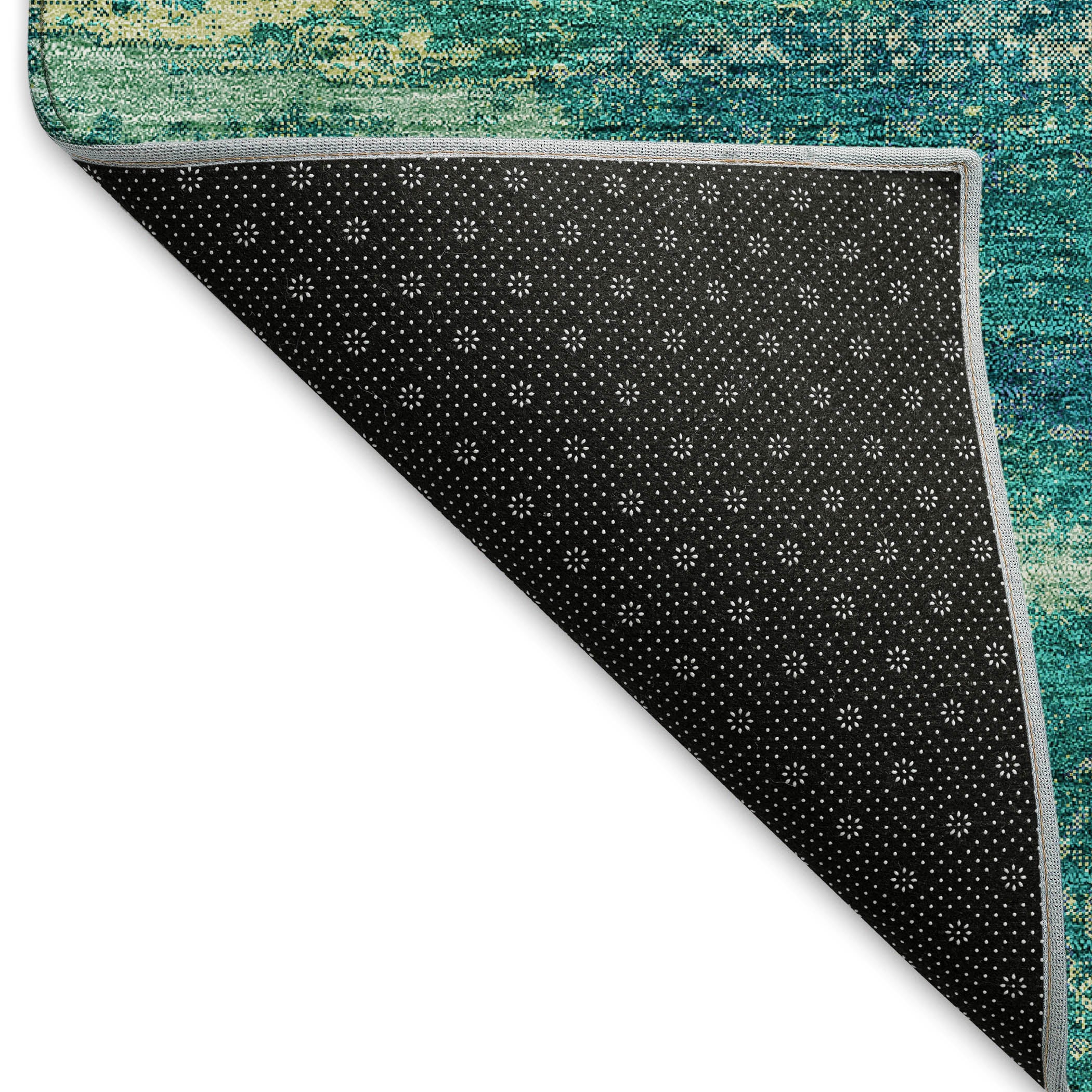 Baku Machine Washable Transitional Emerald Green Rug 1'8" x 2'6" #shape_Rectangle