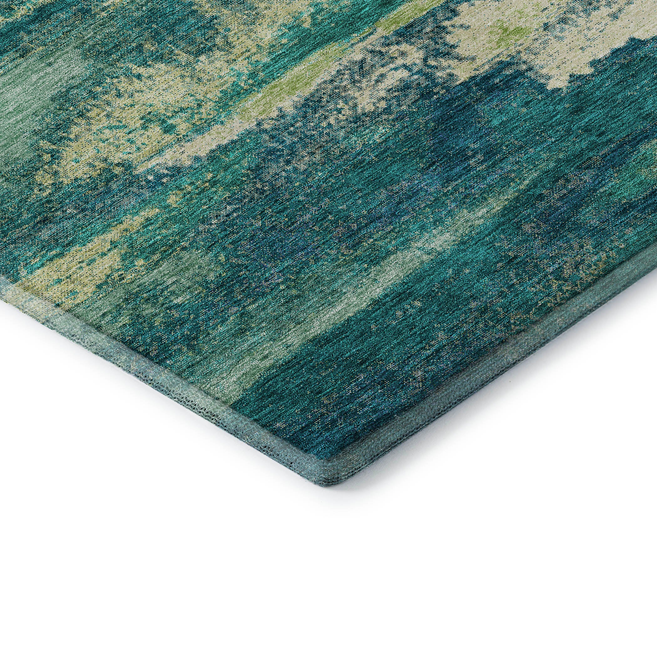 Baku Machine Washable Transitional Emerald Green Rug 1'8" x 2'6" #shape_Rectangle
