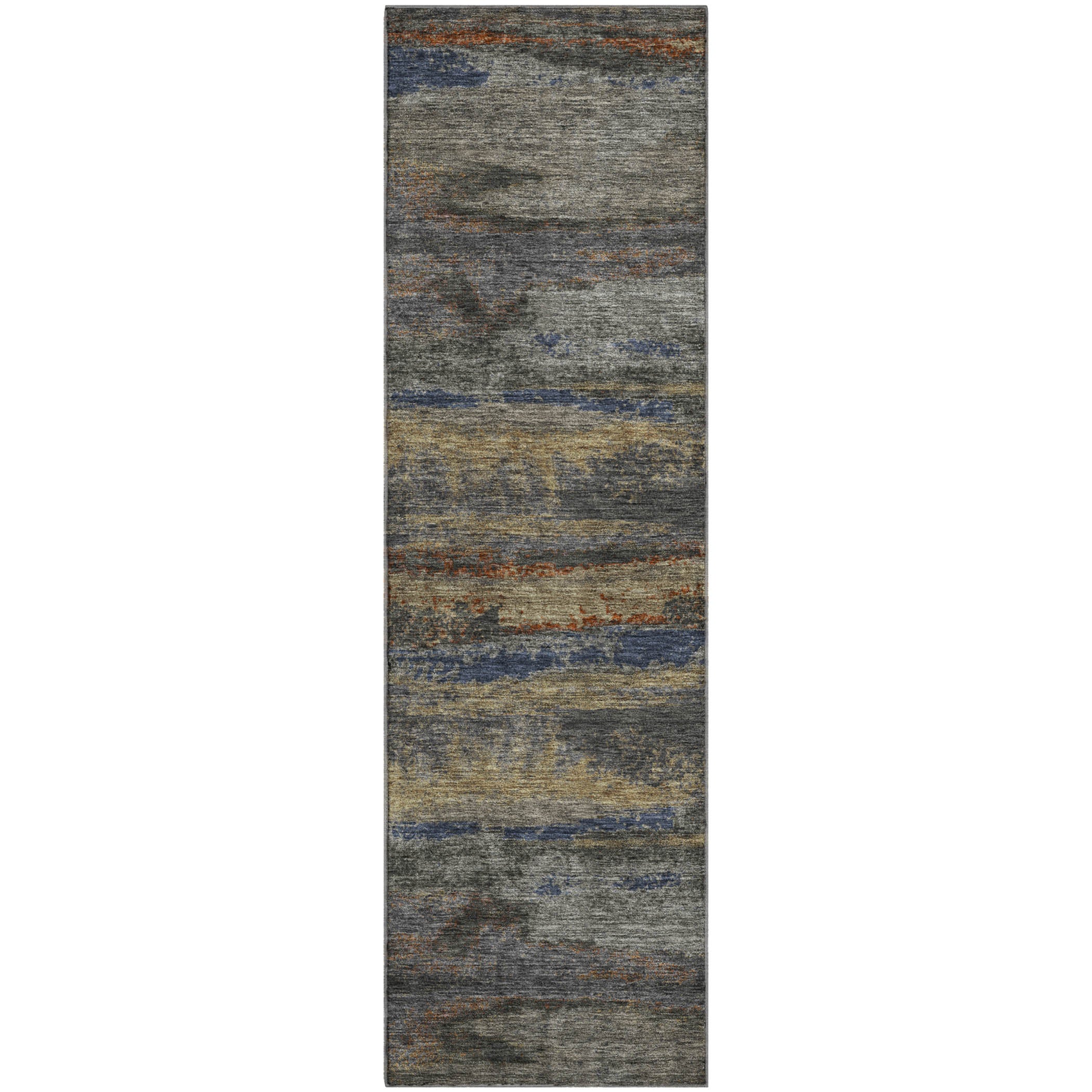 Baku Machine Washable Transitional Graphite Gray Rug 2'3" x 7'6" #shape_Runner