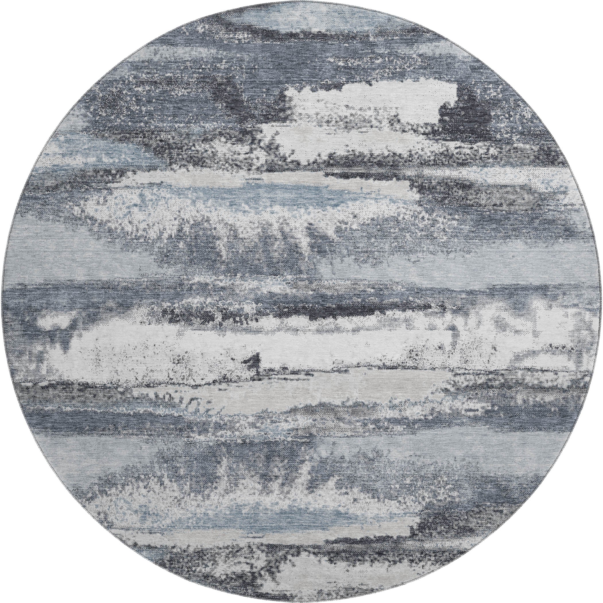 Baku Machine Washable Transitional Gray Rug 8' x 8' #shape_Round