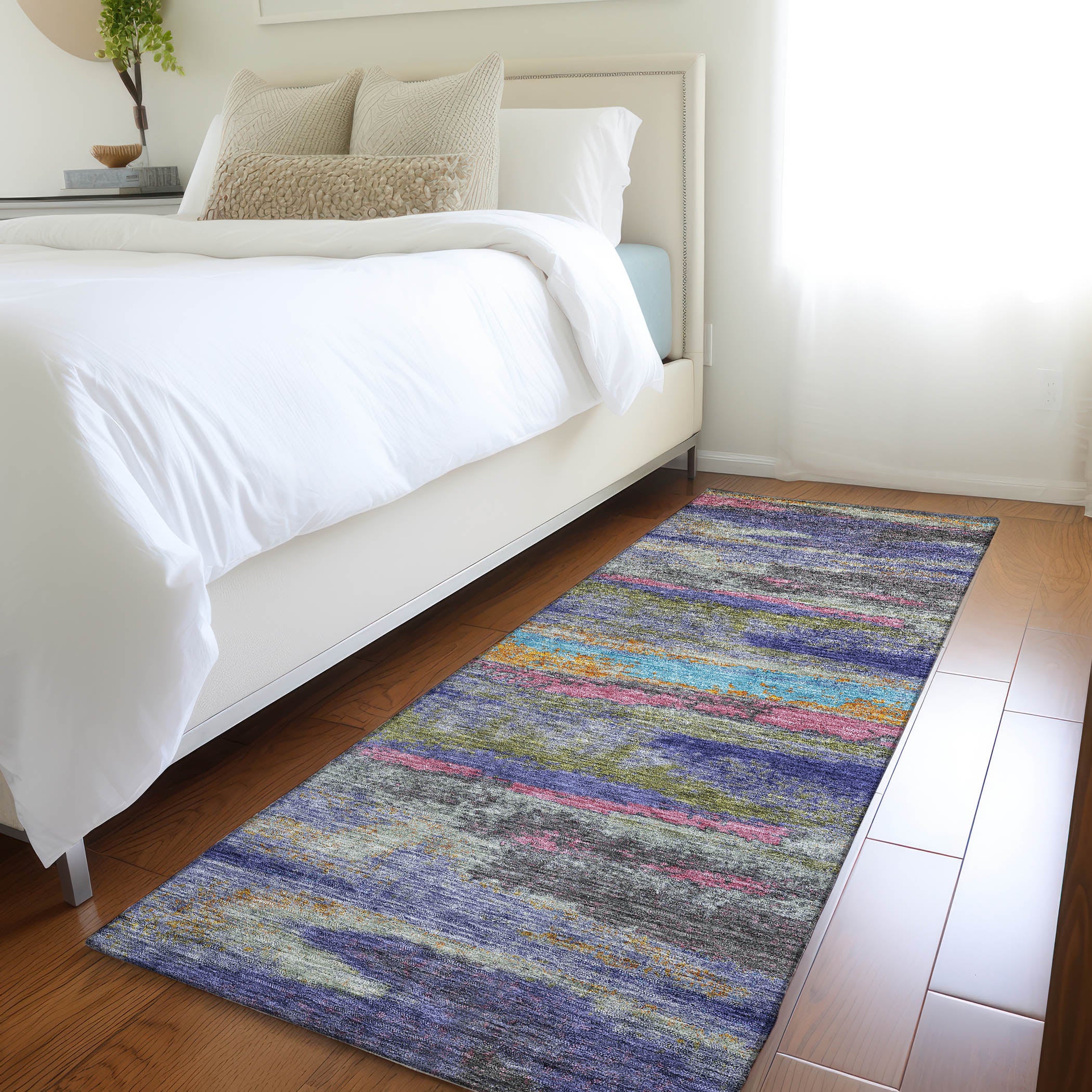 Baku Machine Washable Transitional Lavender Purple Rug 2'3" x 7'6" #shape_Runner