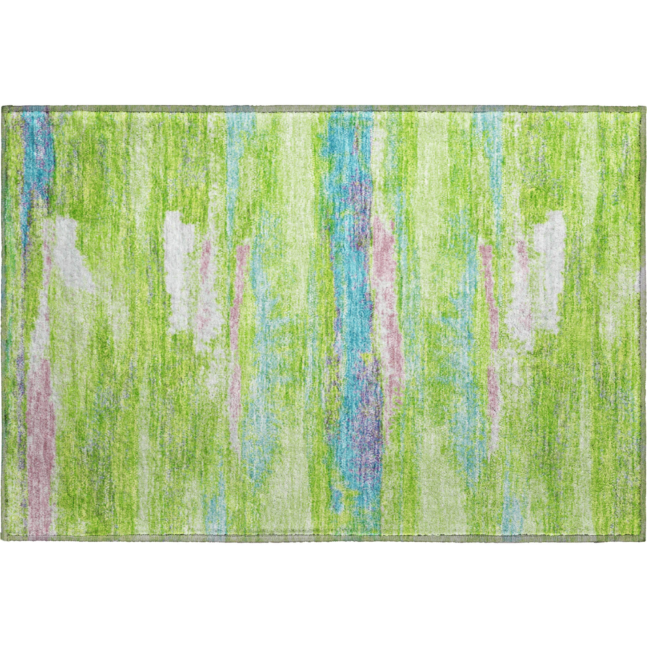Baku Machine Washable Transitional Lime Green Rug 1'8" x 2'6" #shape_Rectangle
