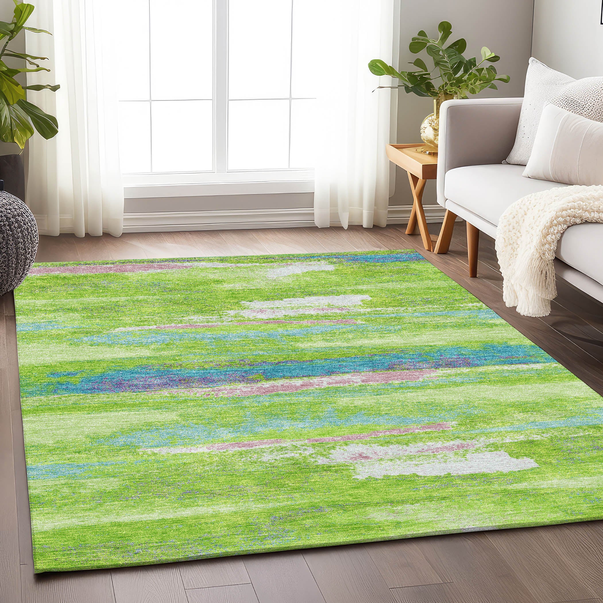 Baku Machine Washable Transitional Lime Green Rug 2'6" x 3'10" #shape_Rectangle