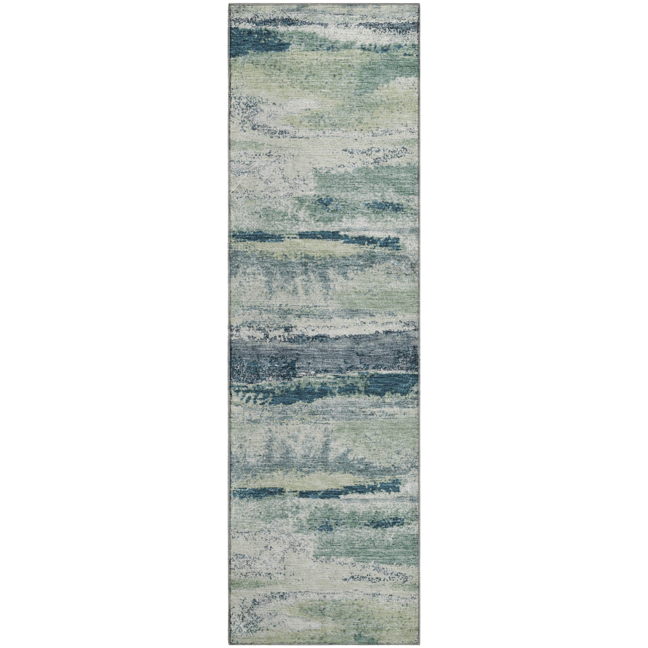 Baku Machine Washable Transitional Mint Green Rug 2'3" x 7'6" #shape_Runner