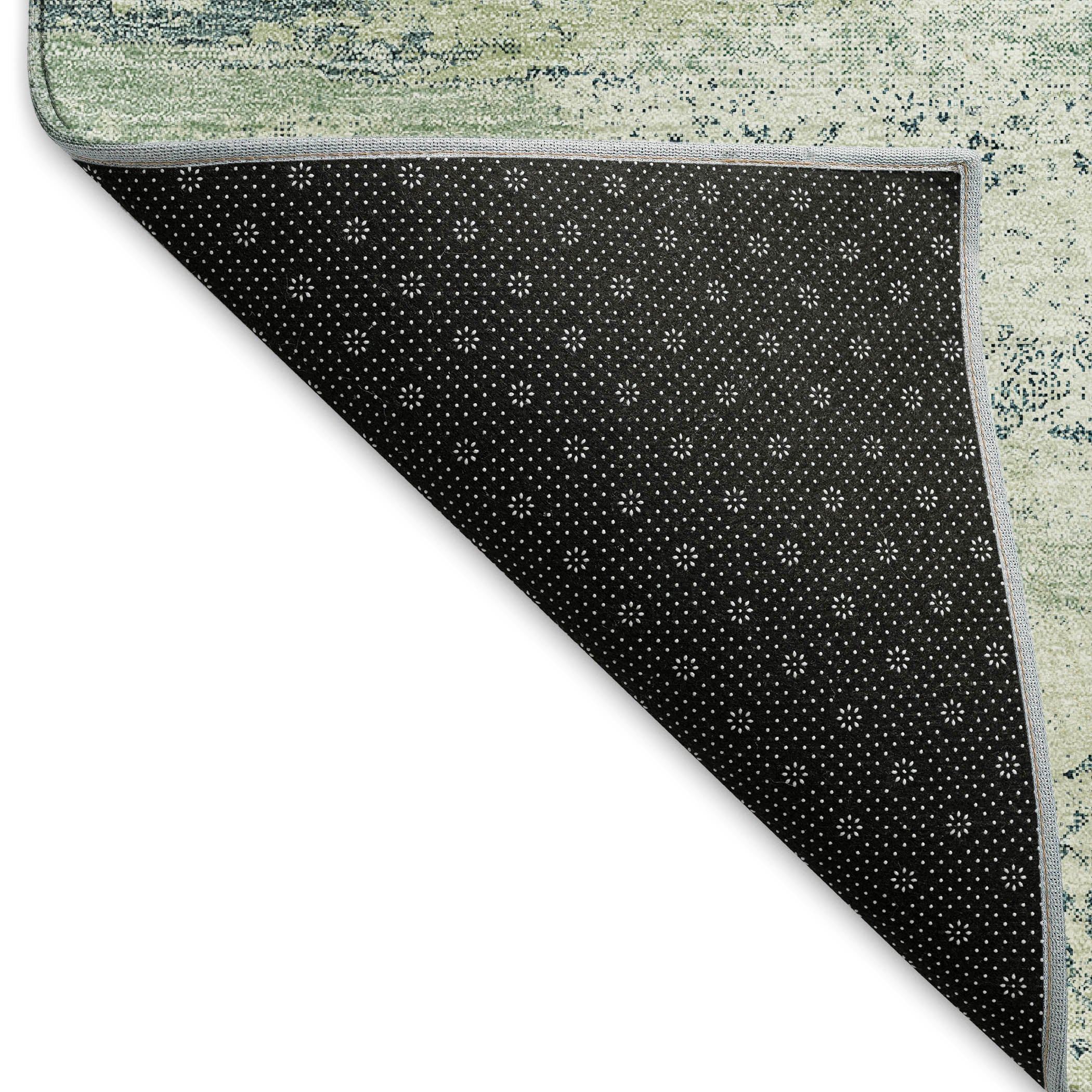 Baku Machine Washable Transitional Mint Green Rug 1'8" x 2'6" #shape_Rectangle
