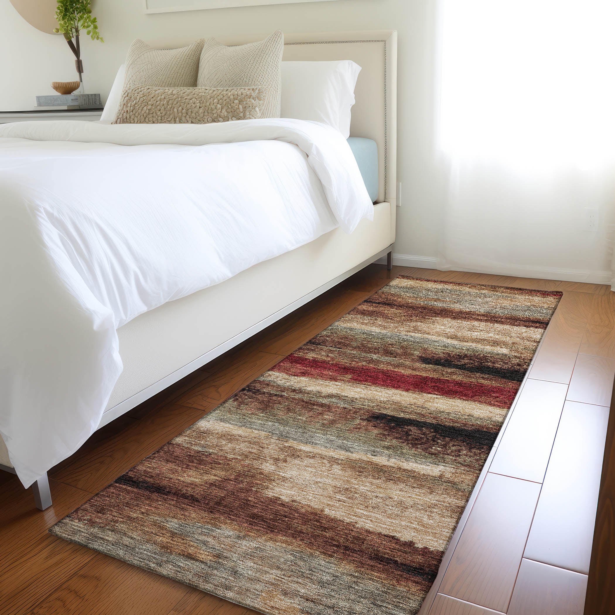 Baku Machine Washable Transitional Mocha Brown Rug 2'3" x 7'6" #shape_Runner