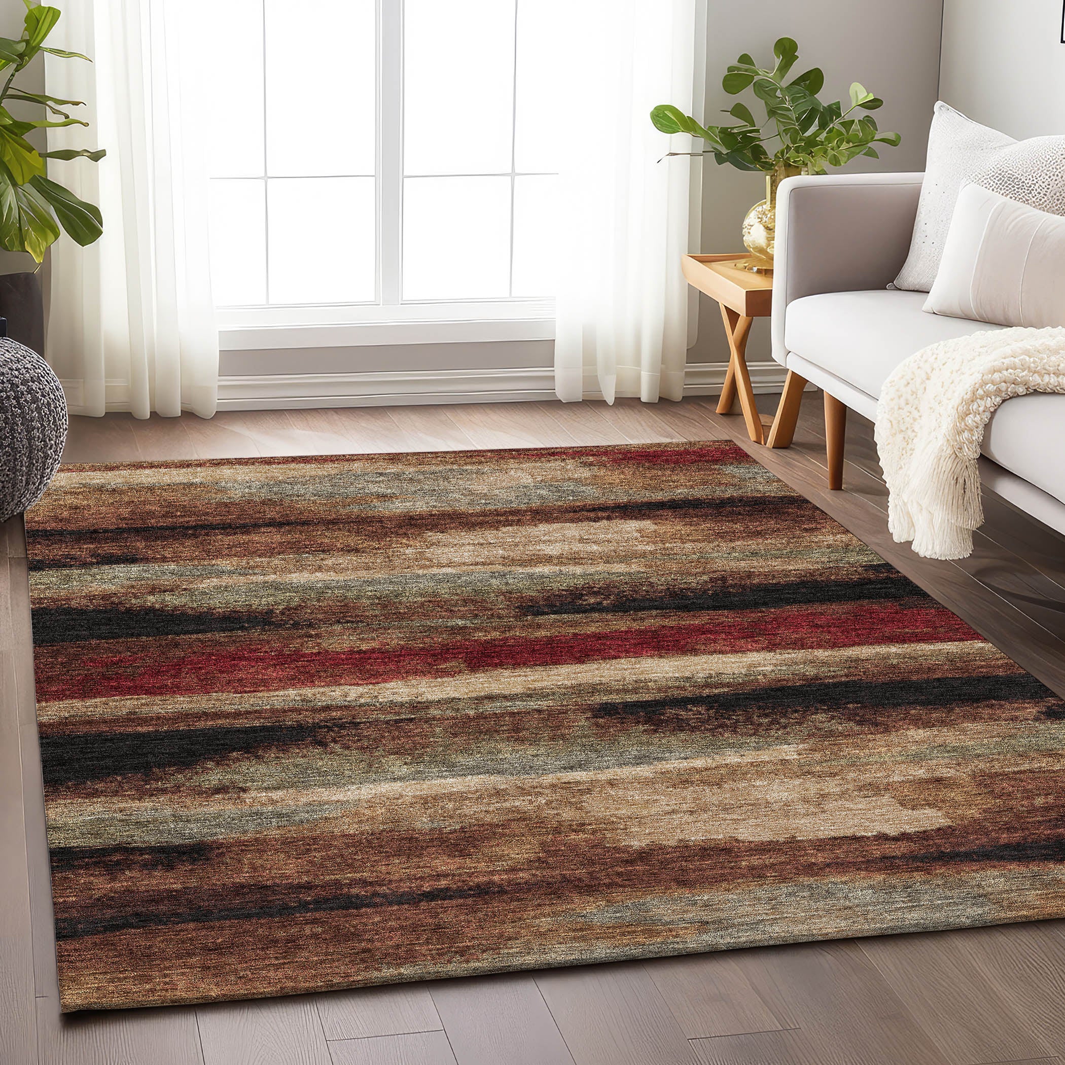 Baku Machine Washable Transitional Mocha Brown Rug 2'6" x 3'10" #shape_Rectangle