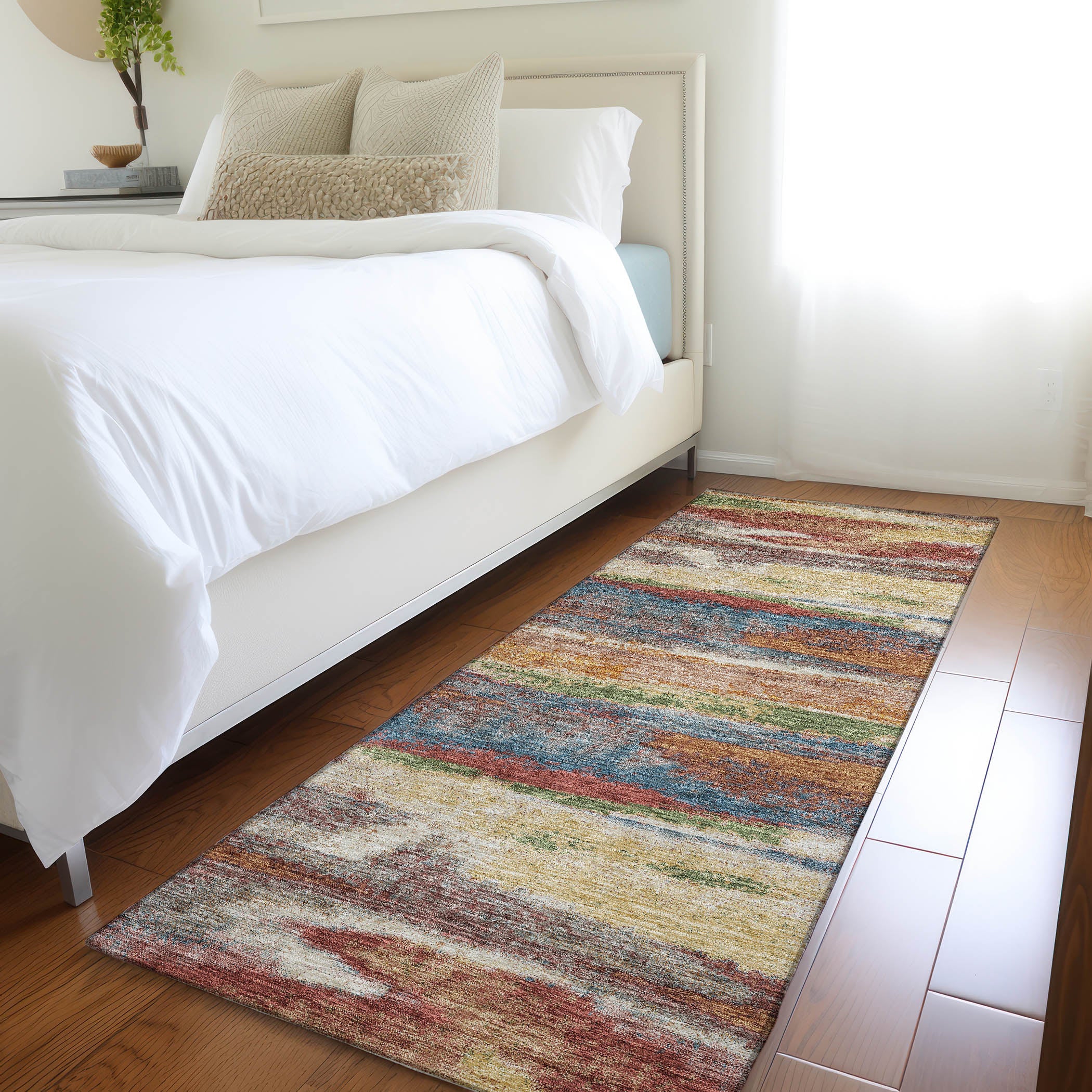Baku Machine Washable Transitional Paprika Orange Rug 2'3" x 7'6" #shape_Runner