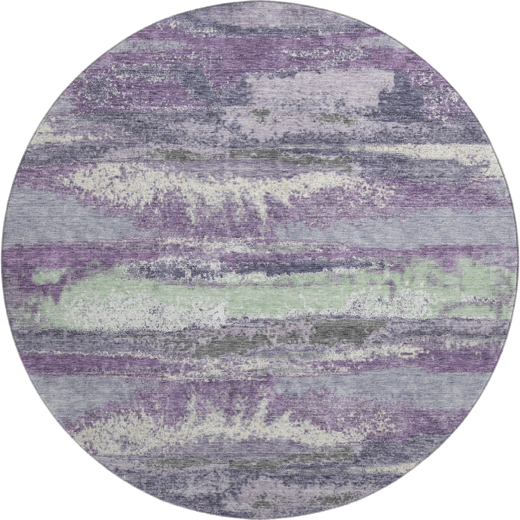 Baku Machine Washable Transitional Purple Rug 8' x 8' #shape_Round