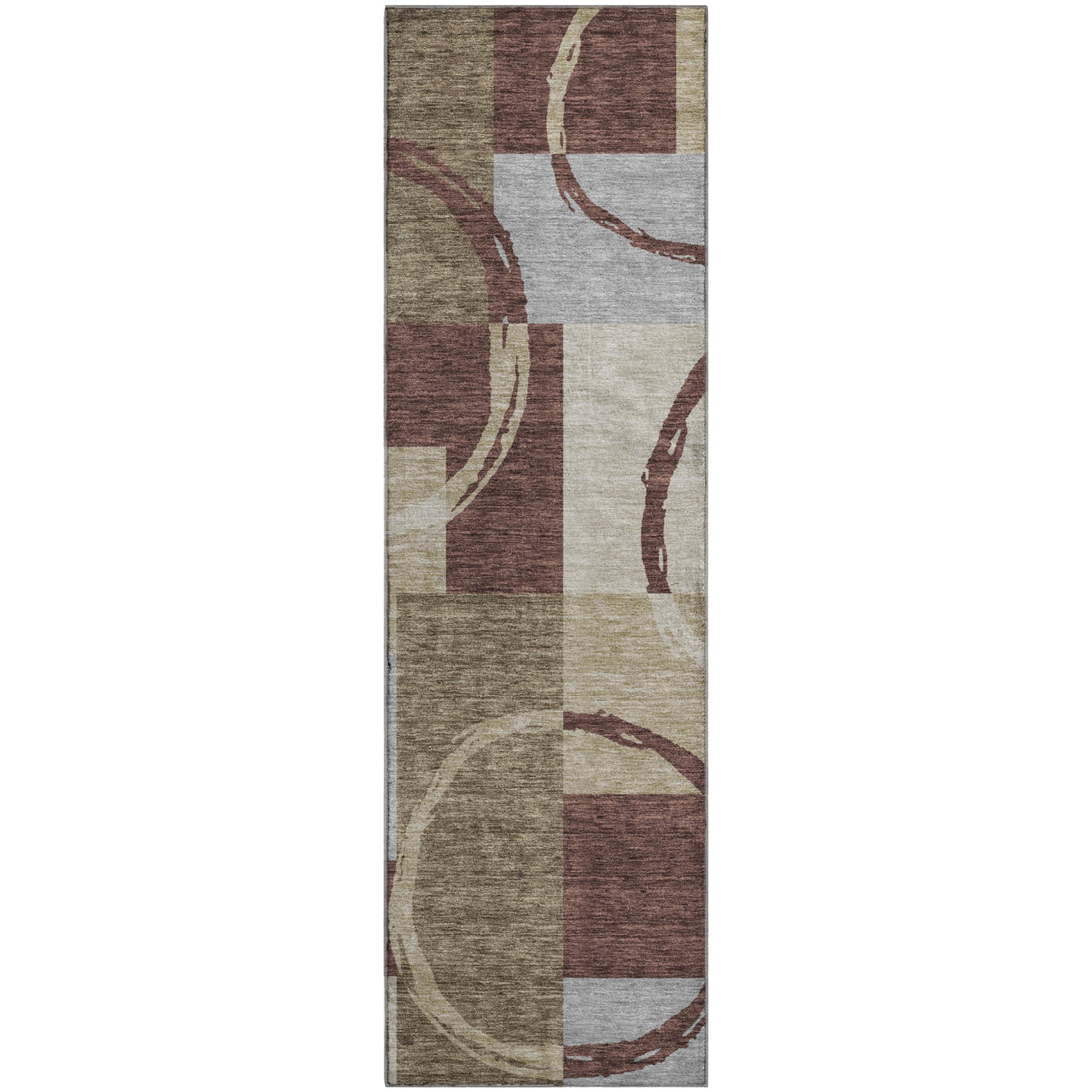 Istanbul Machine Washable Transitional Brown Rug 2'3" x 7'6" #shape_Runner