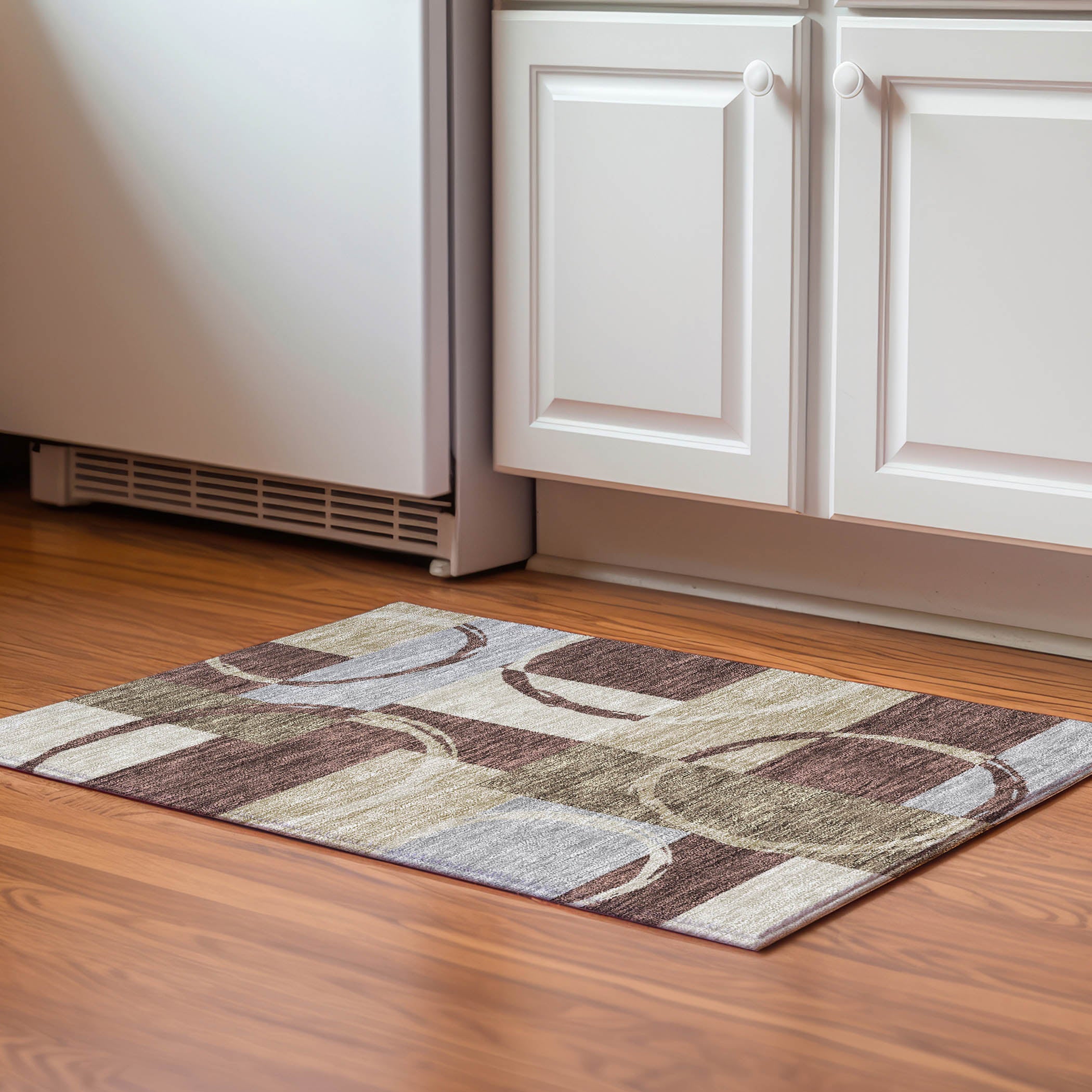 Istanbul Machine Washable Transitional Brown Rug 1'8" x 2'6" #shape_Rectangle
