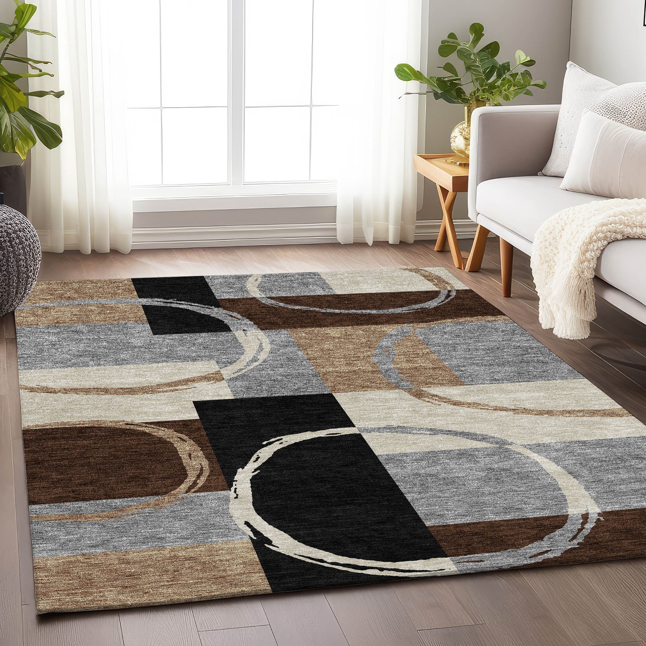 Istanbul Machine Washable Transitional Pewter Gray Rug 2'6" x 3'10" #shape_Rectangle