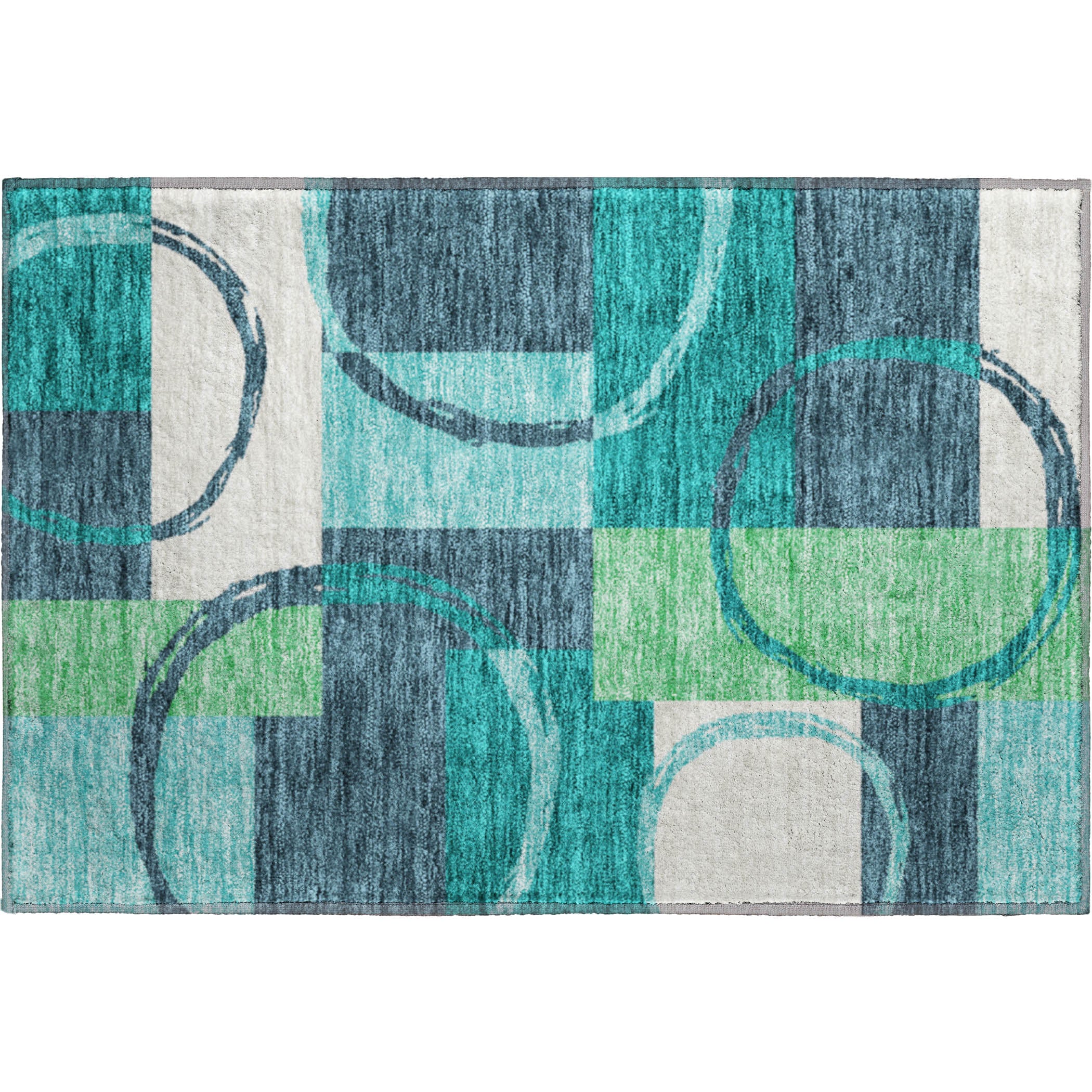 Istanbul Machine Washable Transitional Teal Rug 1'8" x 2'6" #shape_Rectangle