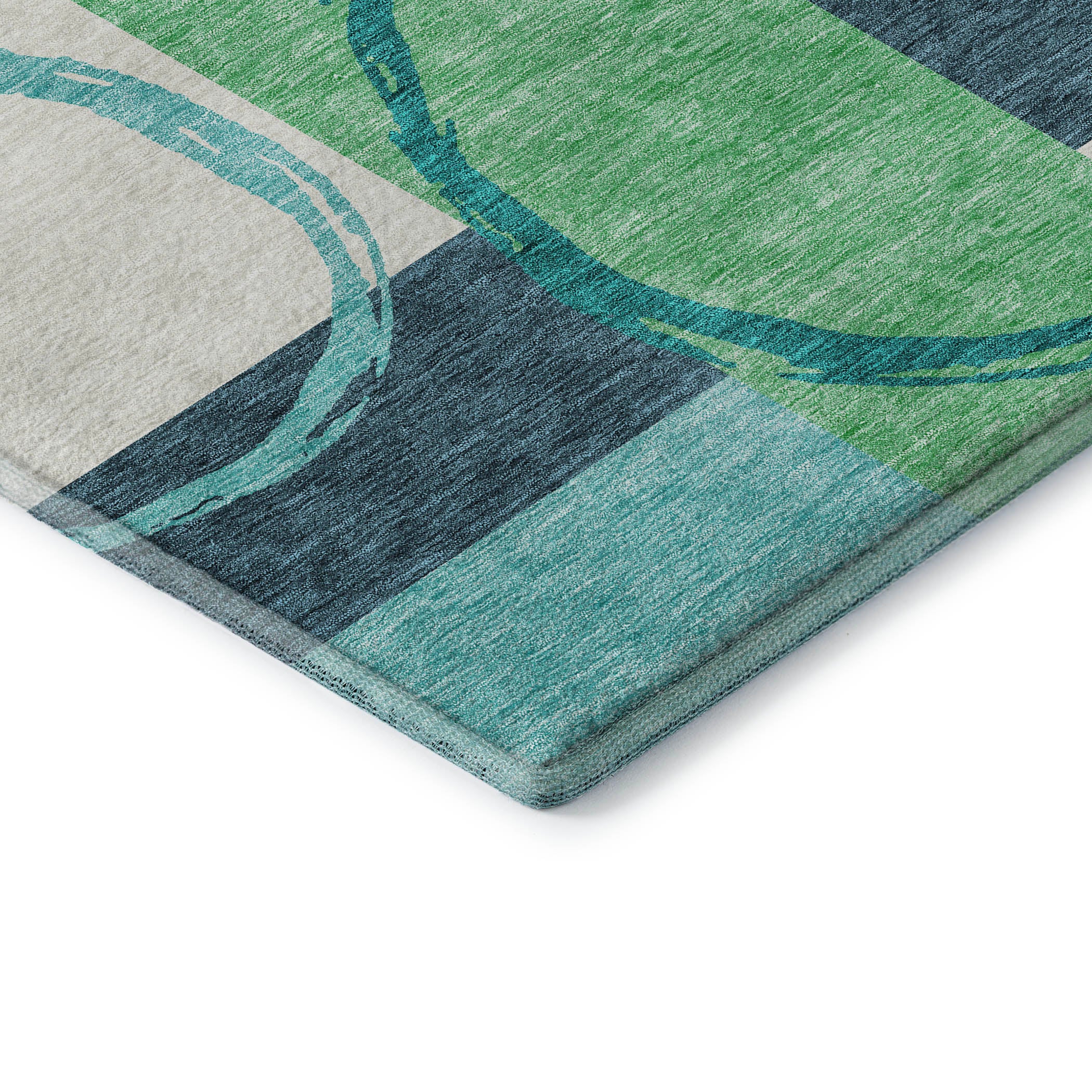 Istanbul Machine Washable Transitional Teal Rug 1'8" x 2'6" #shape_Rectangle